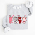 Valentine's Day Water Cup Hydration Cozy Graphic Theme All Day Comfort Sweatshirt