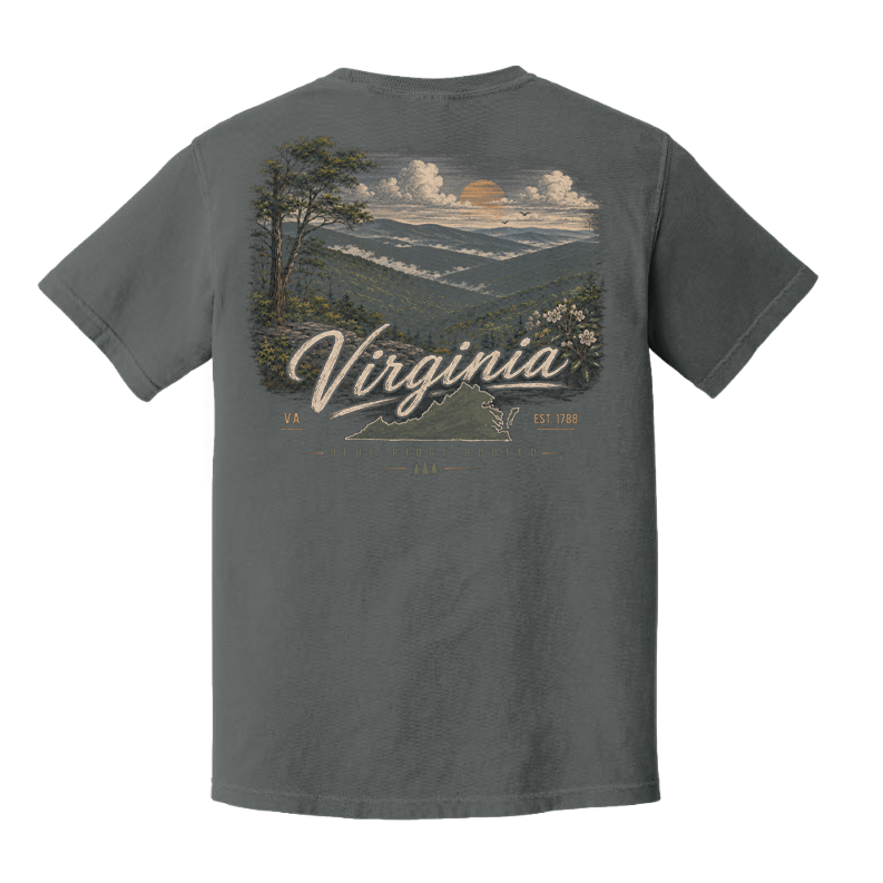 Virginia Blue Ridge Rooted Comfort Colors Pepper T-Shirt