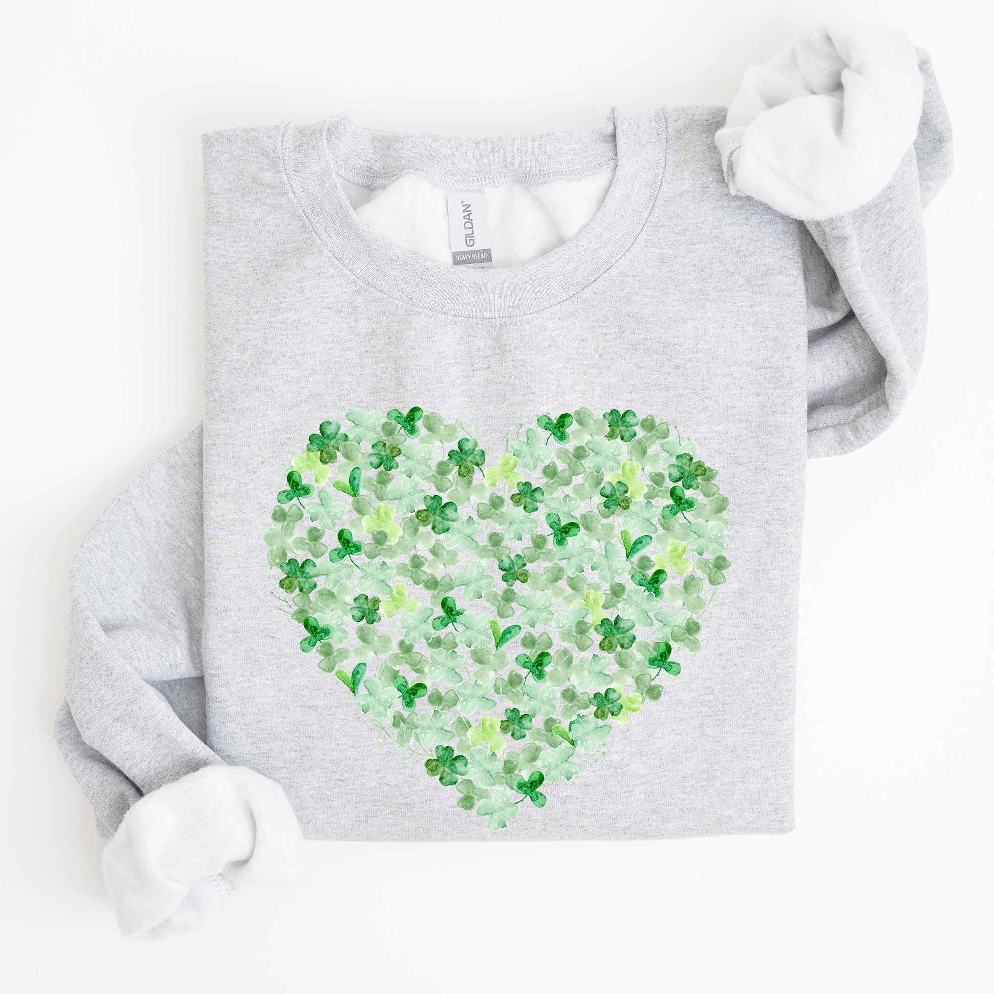 Watercolor Shamrocks Heart St Patrick's Day Graphic Celebration Edition Sweatshirt