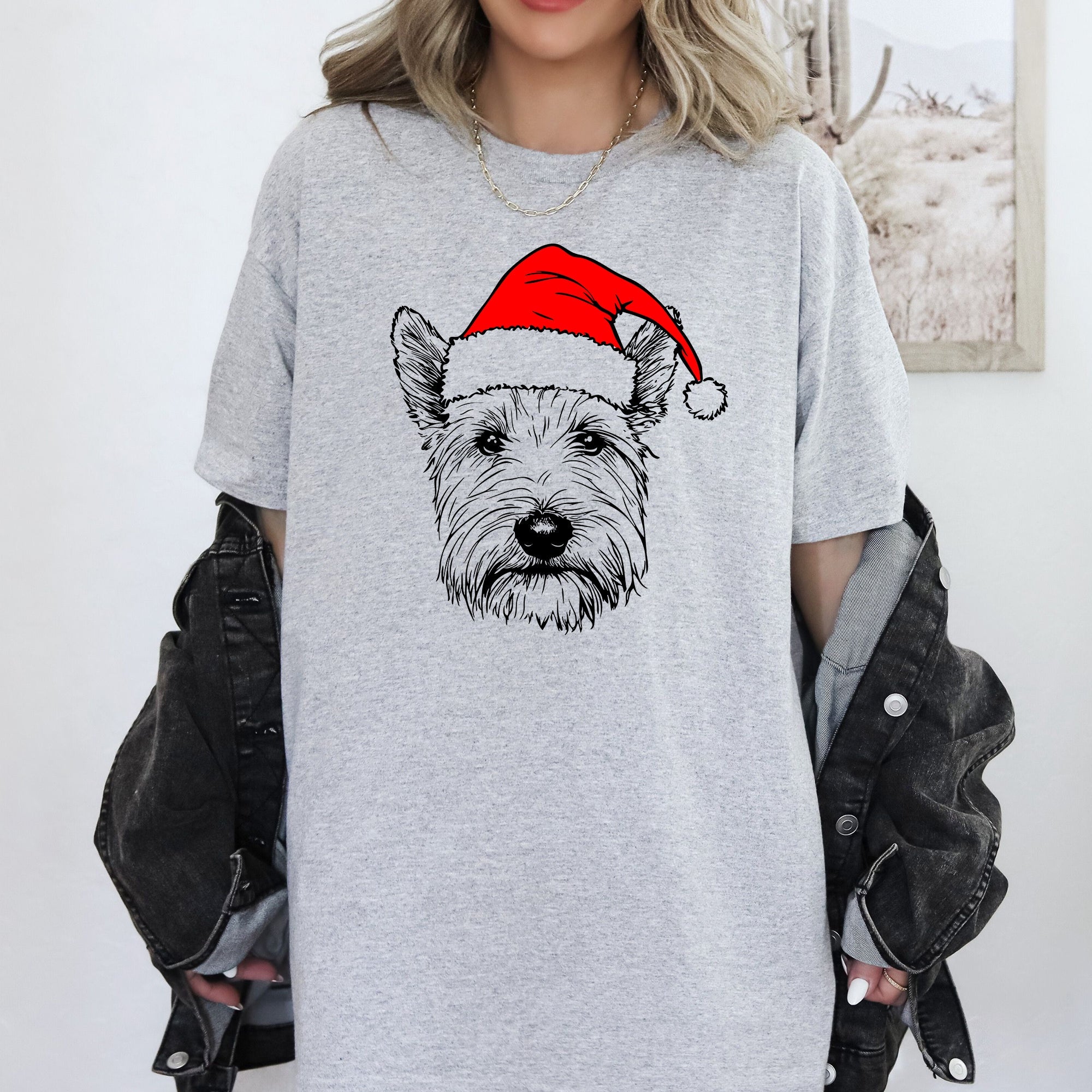 Westie West Highland White Terrier Santa Christmas Dog Lover Pet Comfort Colors Tee