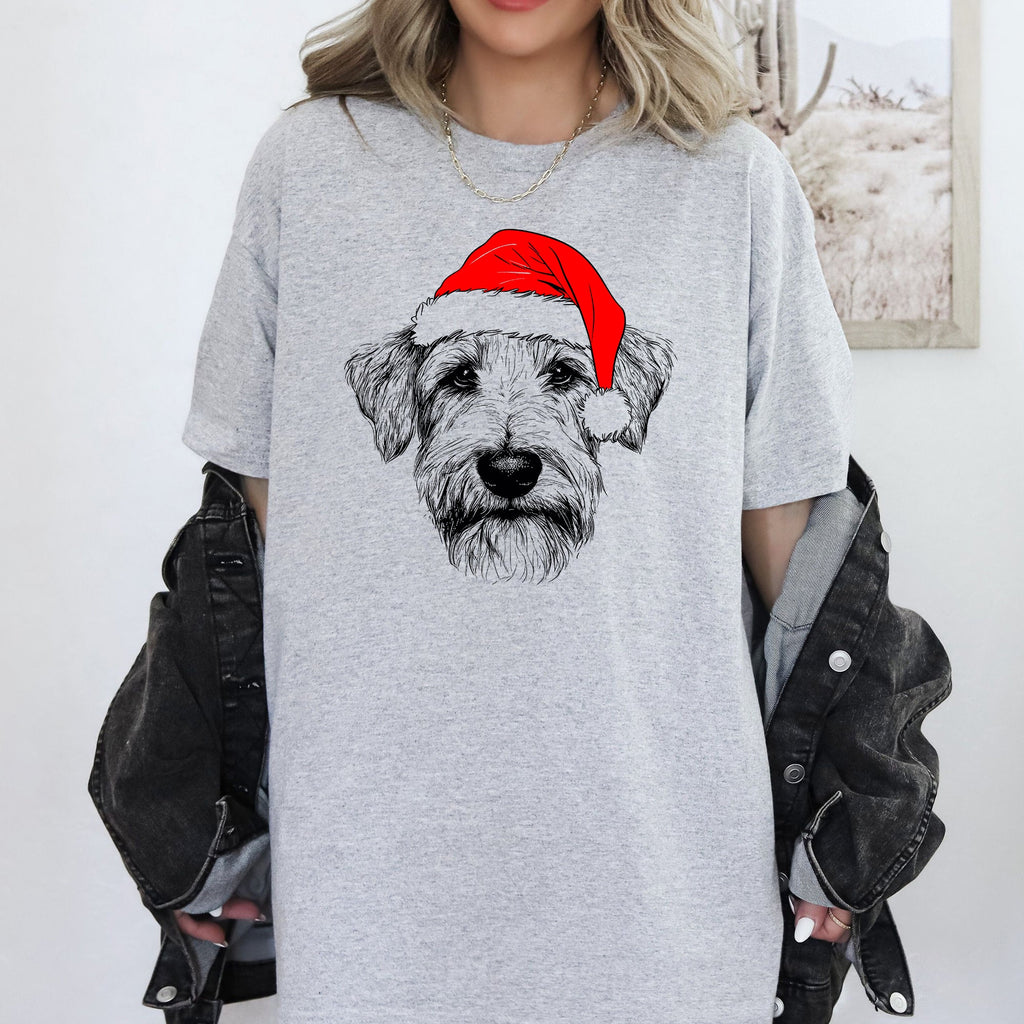 Wheaten Terrier Santa Claus Christmas Dog Lover Silhouette Illustration Comfort Colors Tee