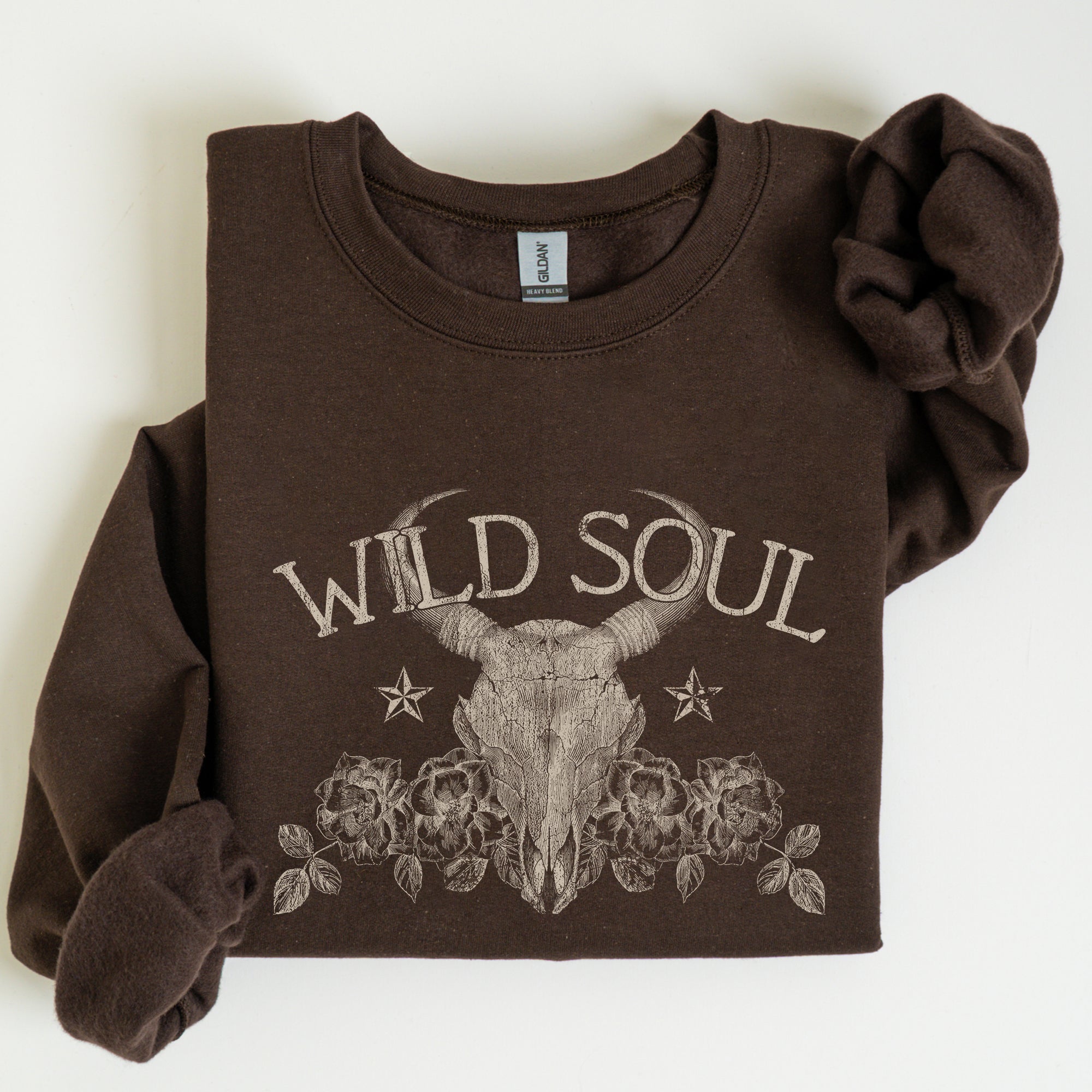 Wild Soul Cowboy Skull Roses Country Cowgirl Spirit Rustic Western Americana Legend Sweatshirt