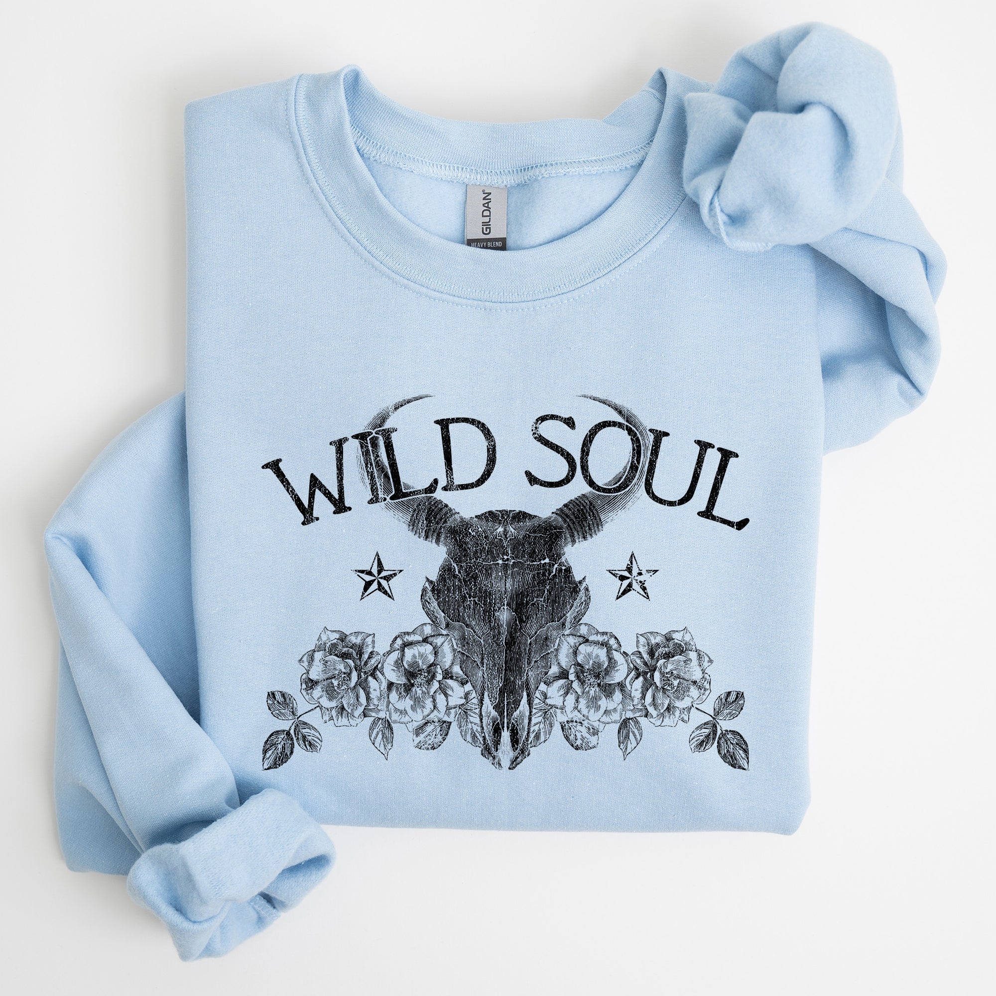 Wild Soul Cowboy Skull Roses Country Cowgirl Spirit Rustic Western Americana Legend Sweatshirt