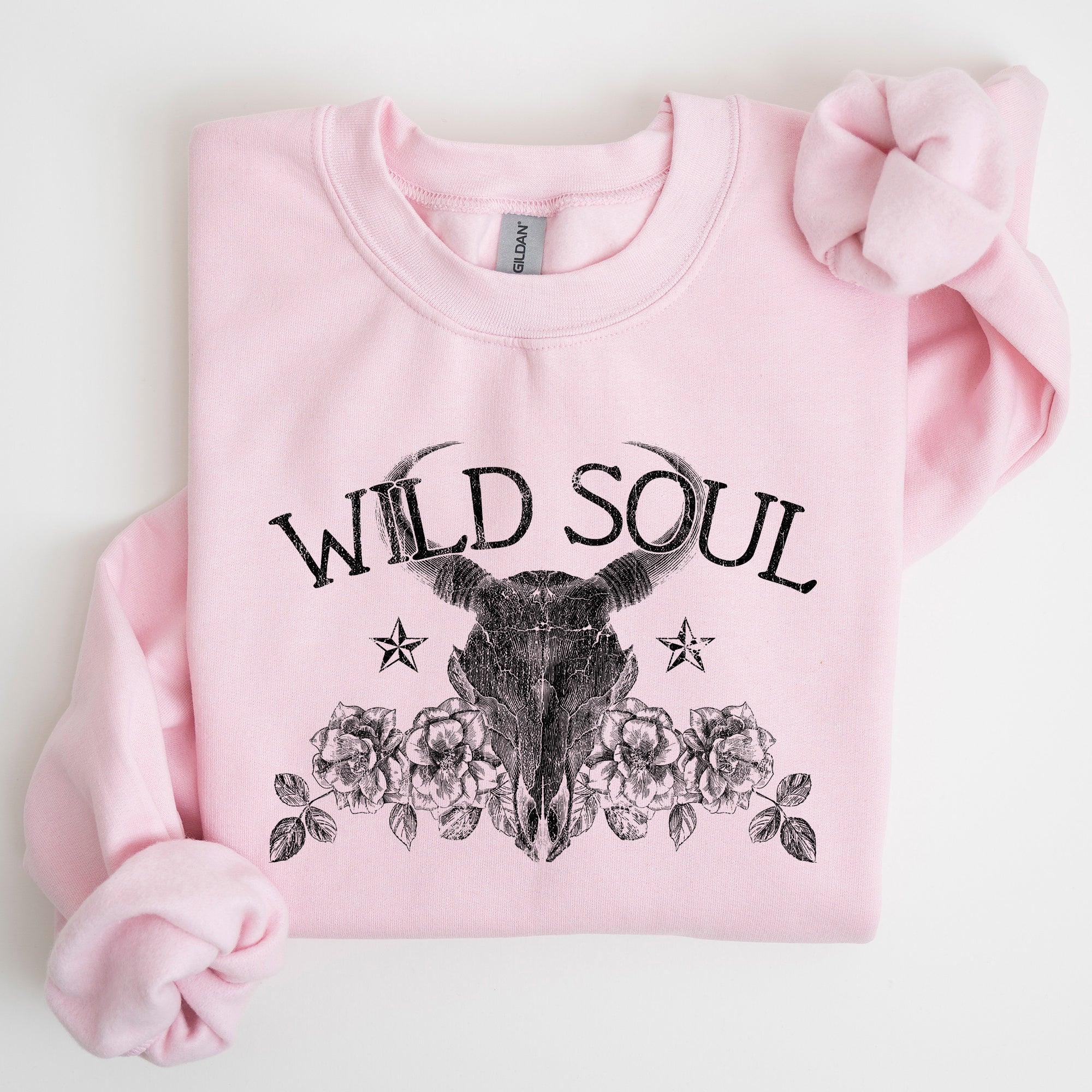 Wild Soul Cowboy Skull Roses Country Cowgirl Spirit Rustic Western Americana Legend Sweatshirt