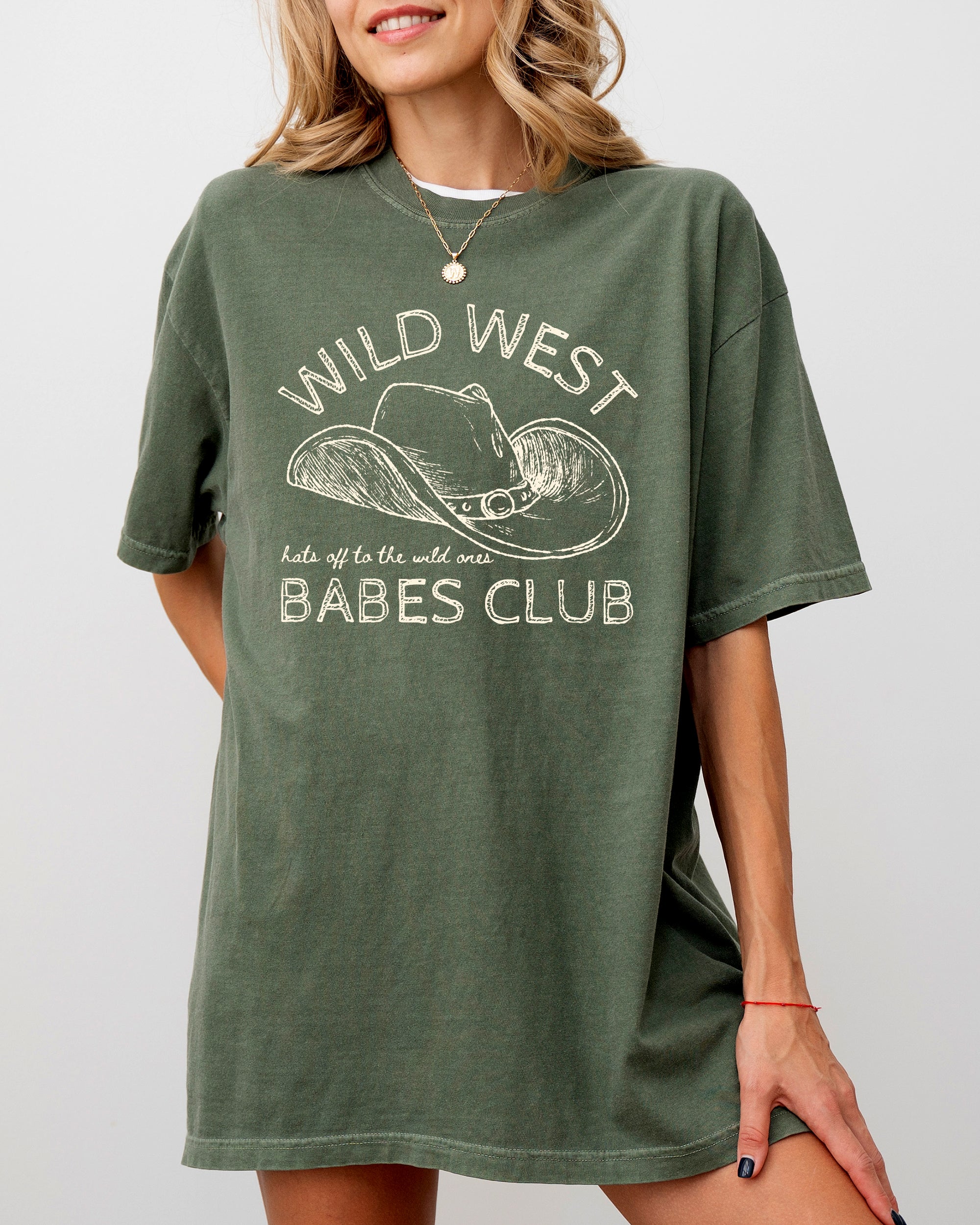 Wild West Babes Club Cowboys Cowgirls Country Western Vintage Rodeo Style Comfort Colors Tee