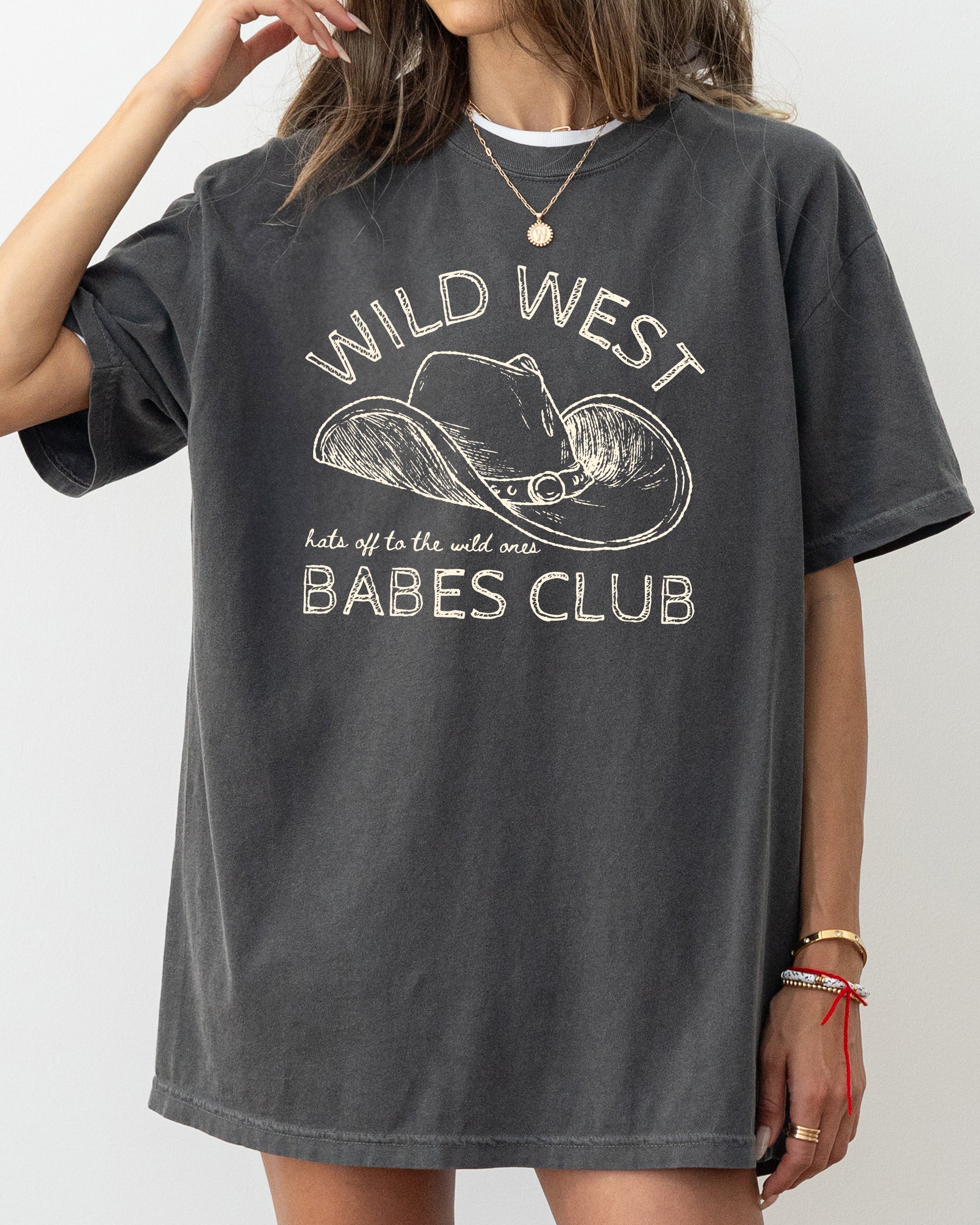 Wild West Babes Club Cowboys Cowgirls Country Western Vintage Rodeo Style Comfort Colors Tee