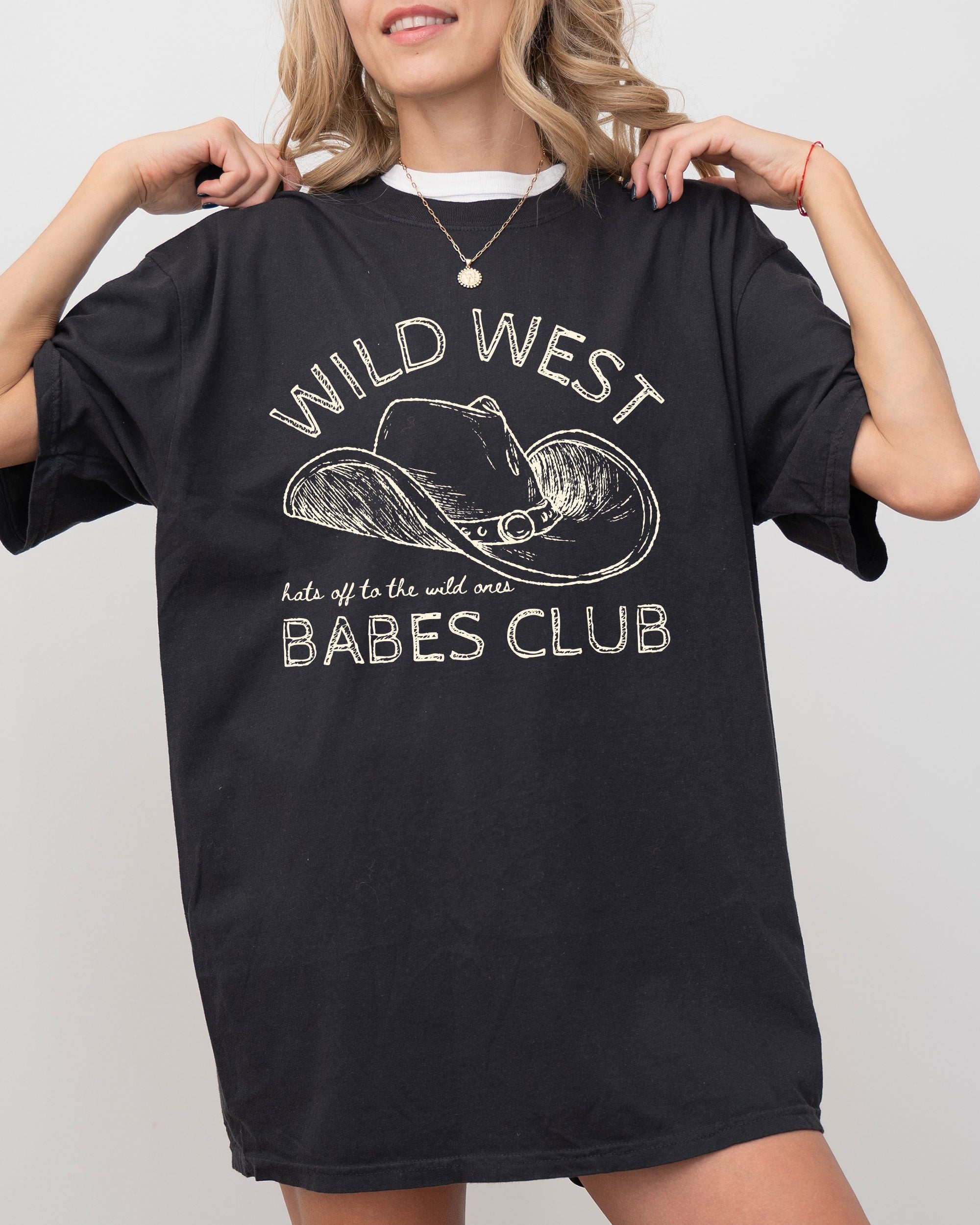 Wild West Babes Club Cowboys Cowgirls Country Western Vintage Rodeo Style Comfort Colors Tee