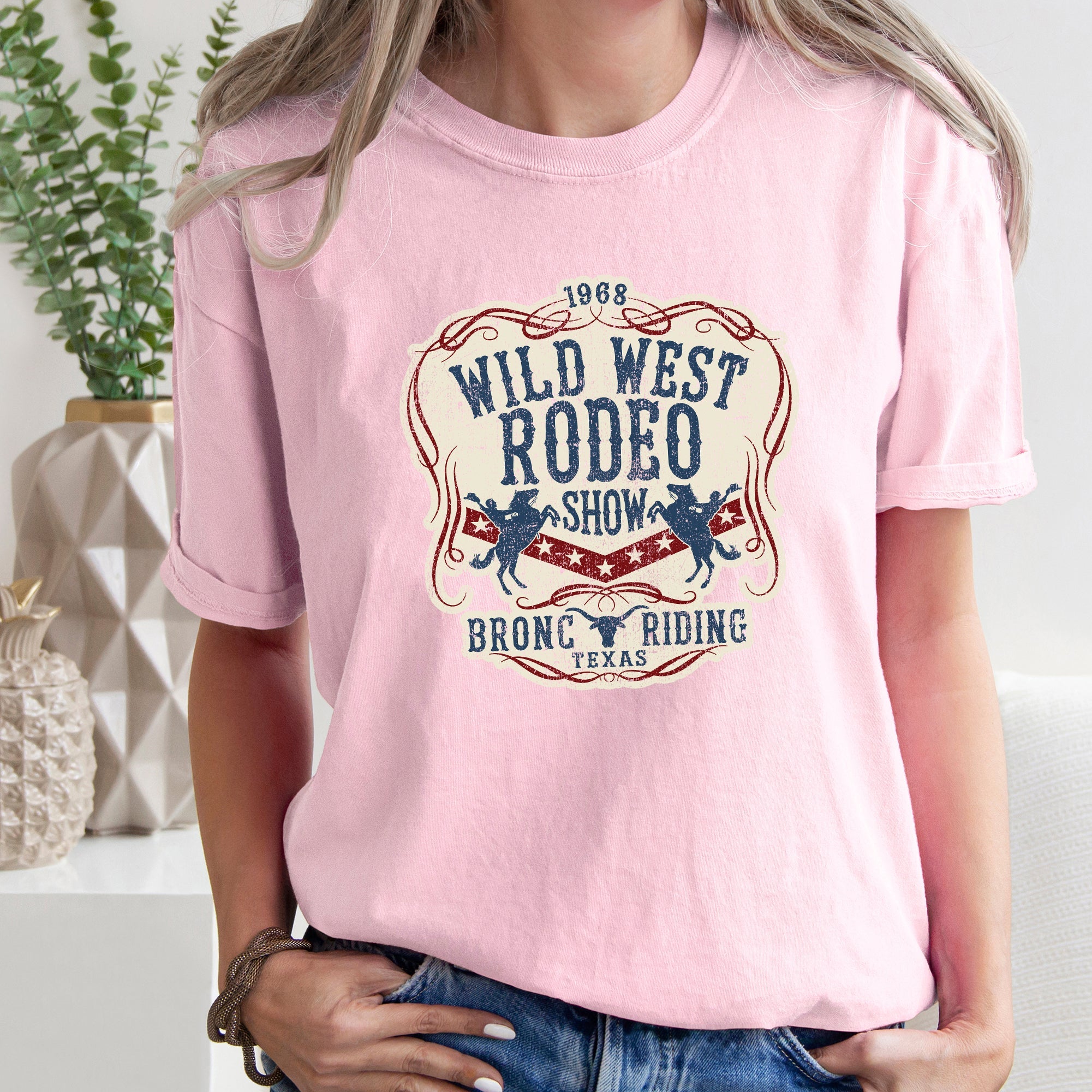 Wild West Rodeo Show Bronco Riding Cowboys And Cowgirls Vintage Western Heritage Collection Comfort Colors Tee