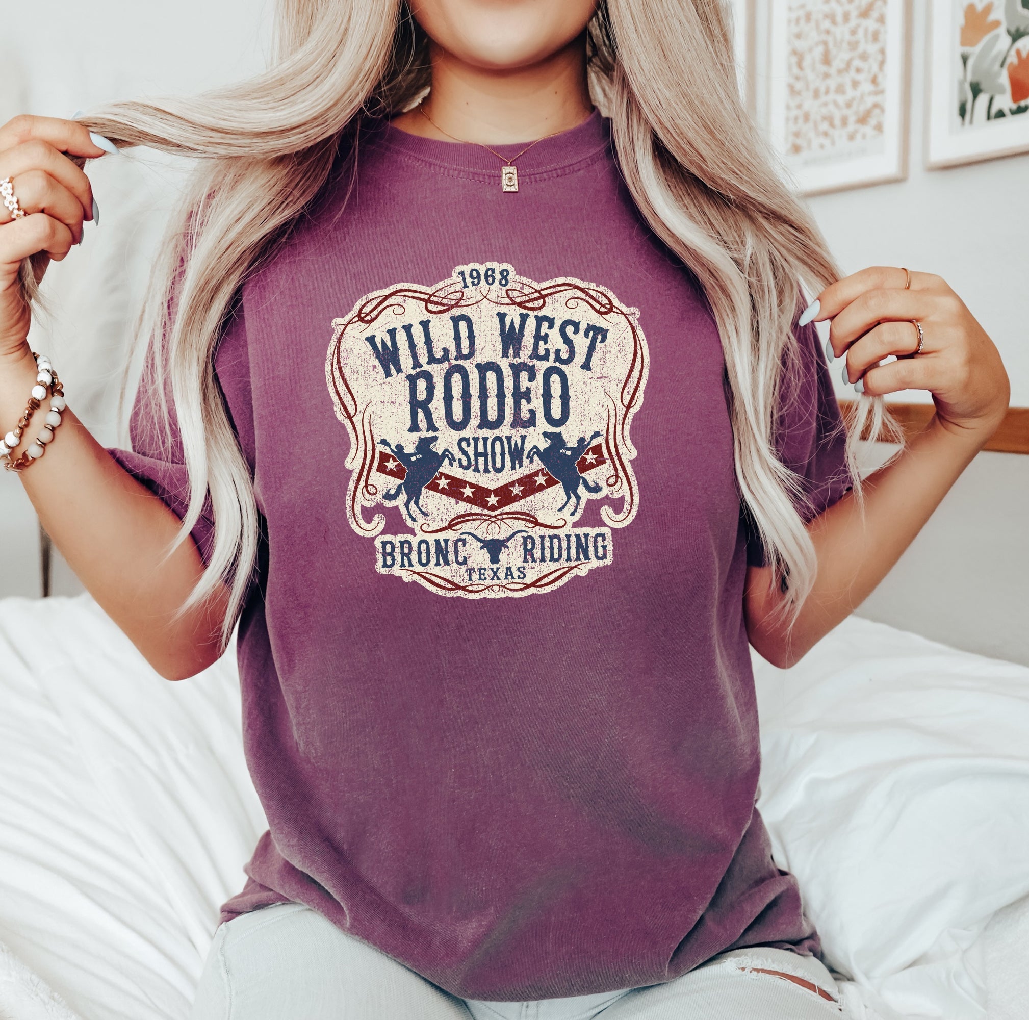 Wild West Rodeo Show Bronco Riding Cowboys And Cowgirls Vintage Western Heritage Collection Comfort Colors Tee