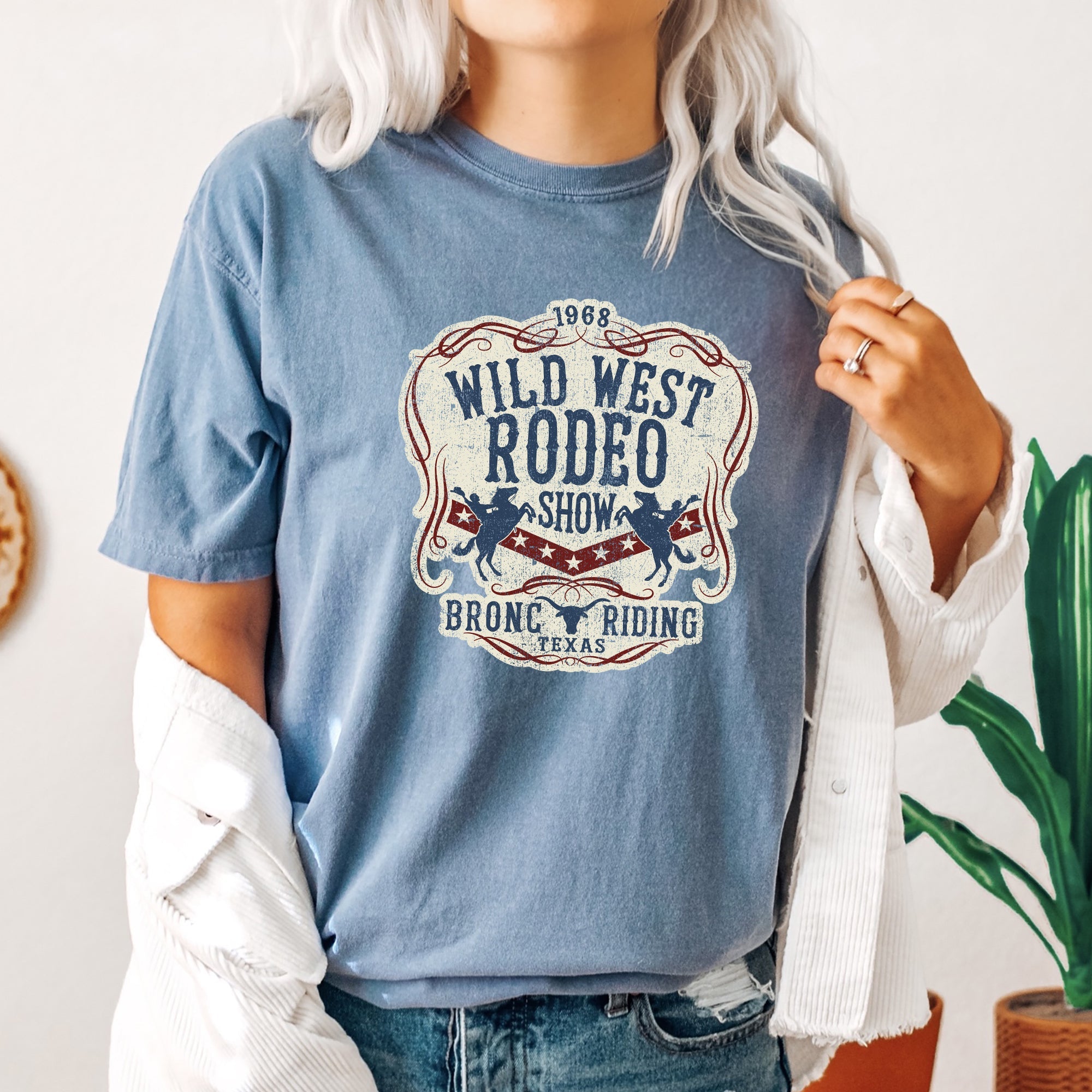 Wild West Rodeo Show Bronco Riding Cowboys And Cowgirls Vintage Western Heritage Collection Comfort Colors Tee