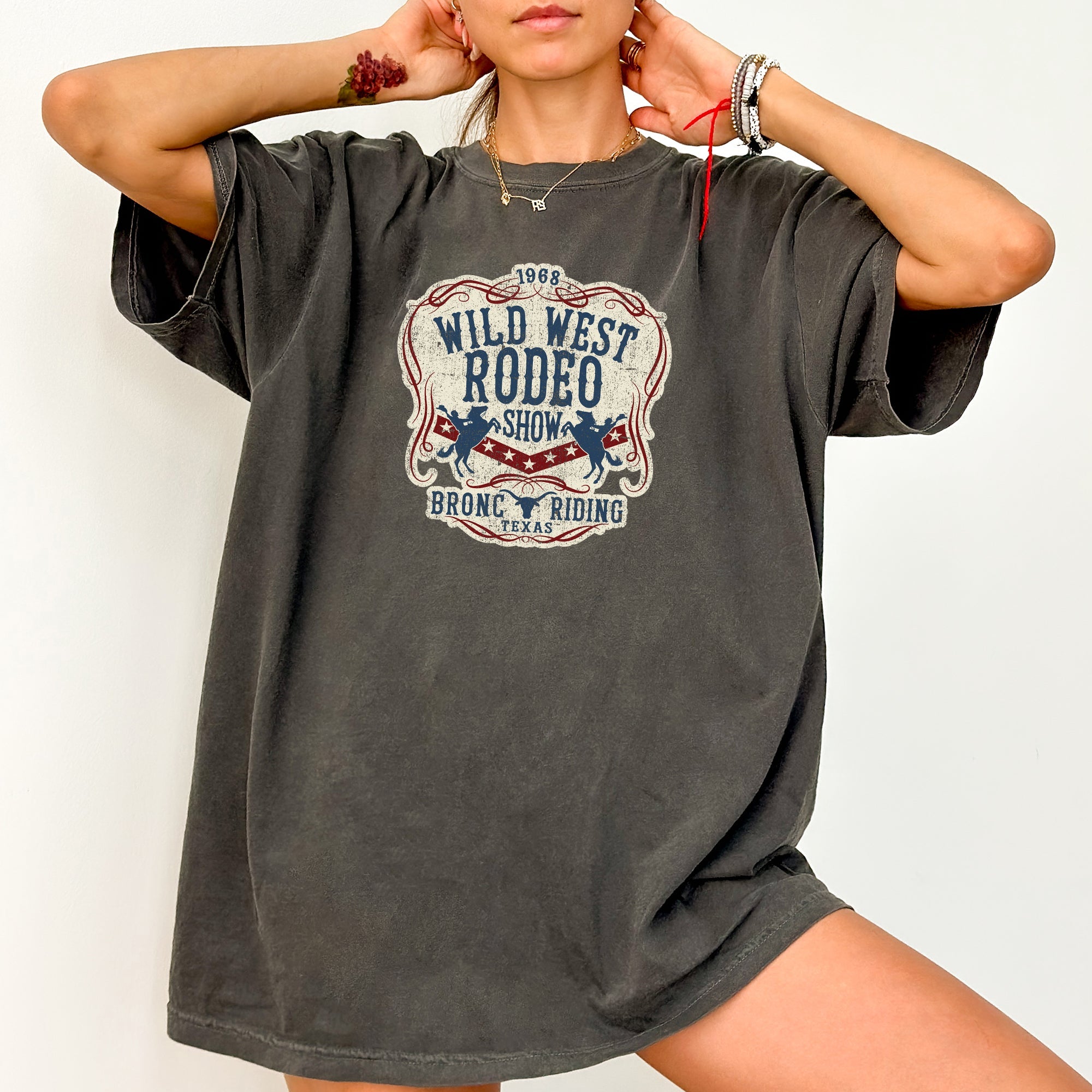 Wild West Rodeo Show Bronco Riding Cowboys And Cowgirls Vintage Western Heritage Collection Comfort Colors Tee