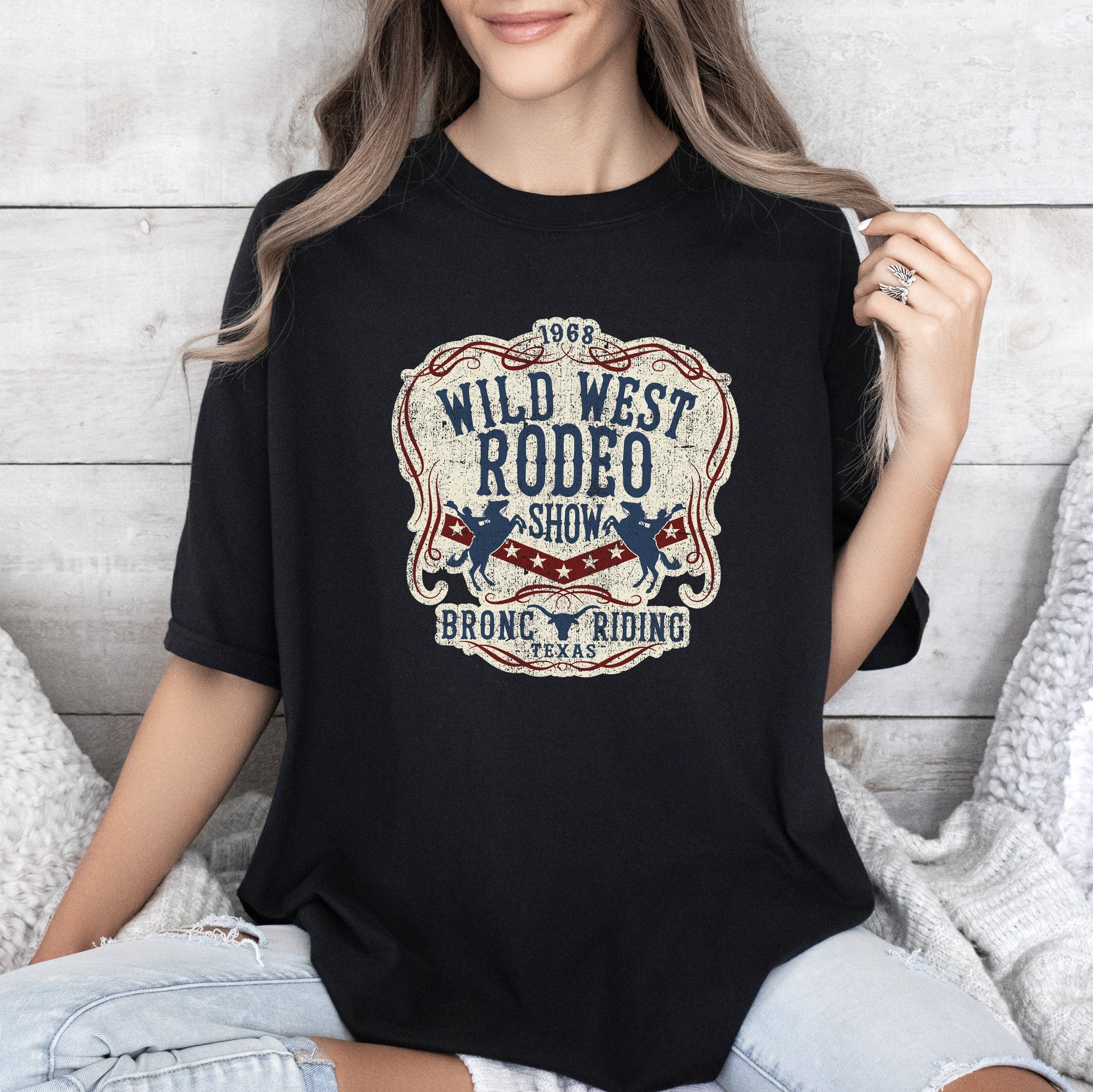 Wild West Rodeo Show Bronco Riding Cowboys And Cowgirls Vintage Western Heritage Collection Comfort Colors Tee