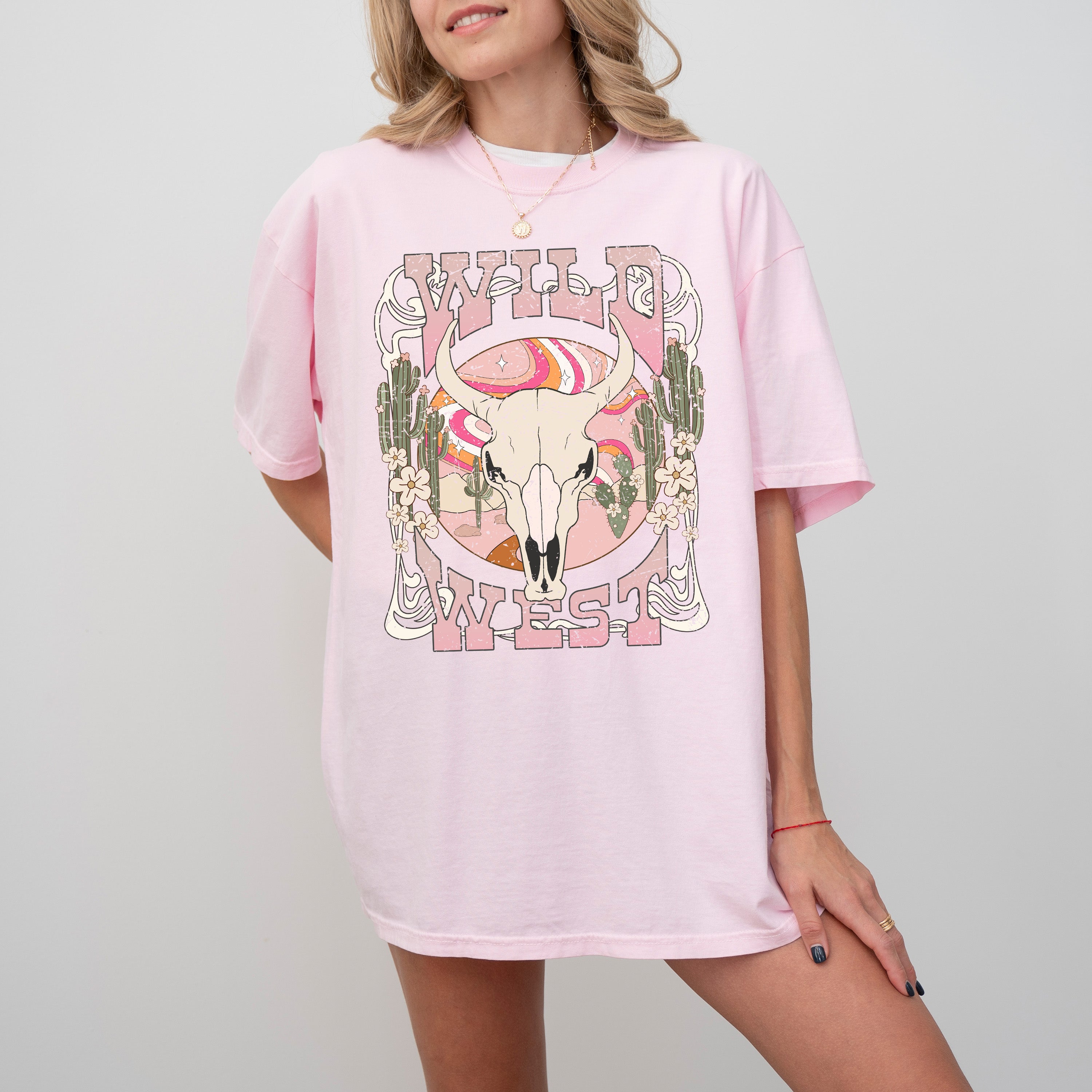Wild West Skull Country Western Cowgirl Cowboy Vintage Edition Comfort Colors Tee
