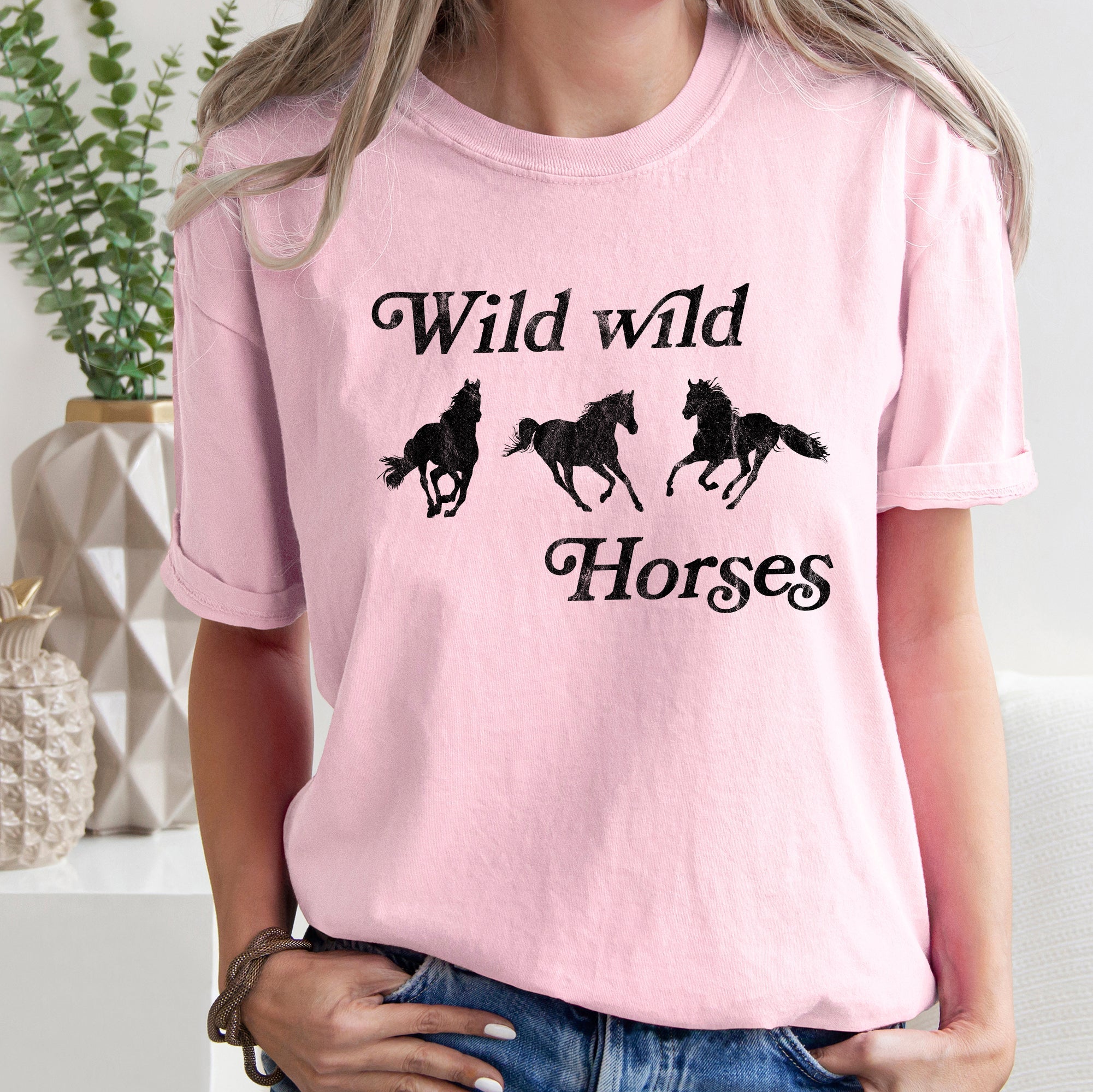 Wild Wild Horses Country Cowboy Retro Cowgirl Vintage Western Comfort Colors Tee