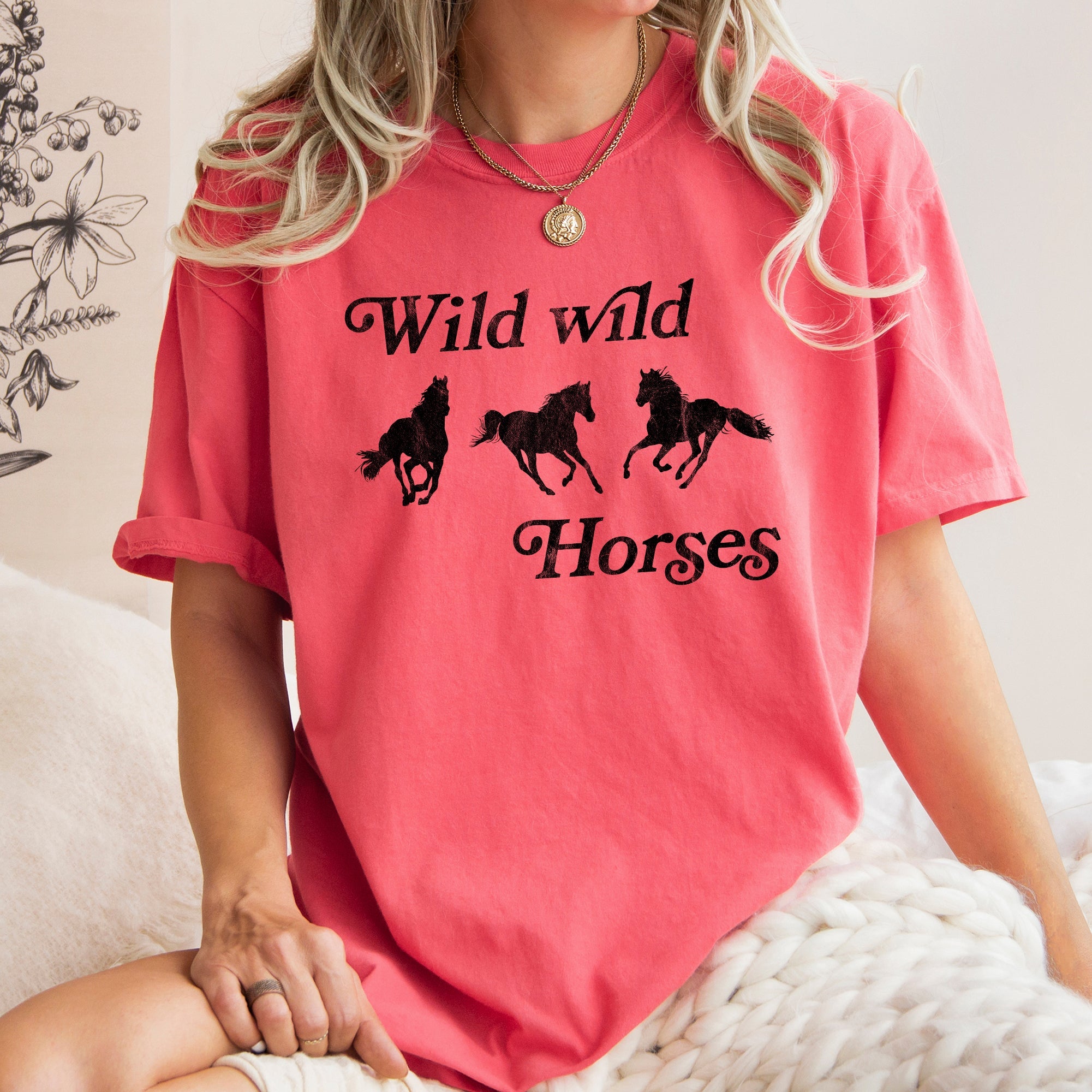 Wild Wild Horses Country Cowboy Retro Cowgirl Vintage Western Comfort Colors Tee