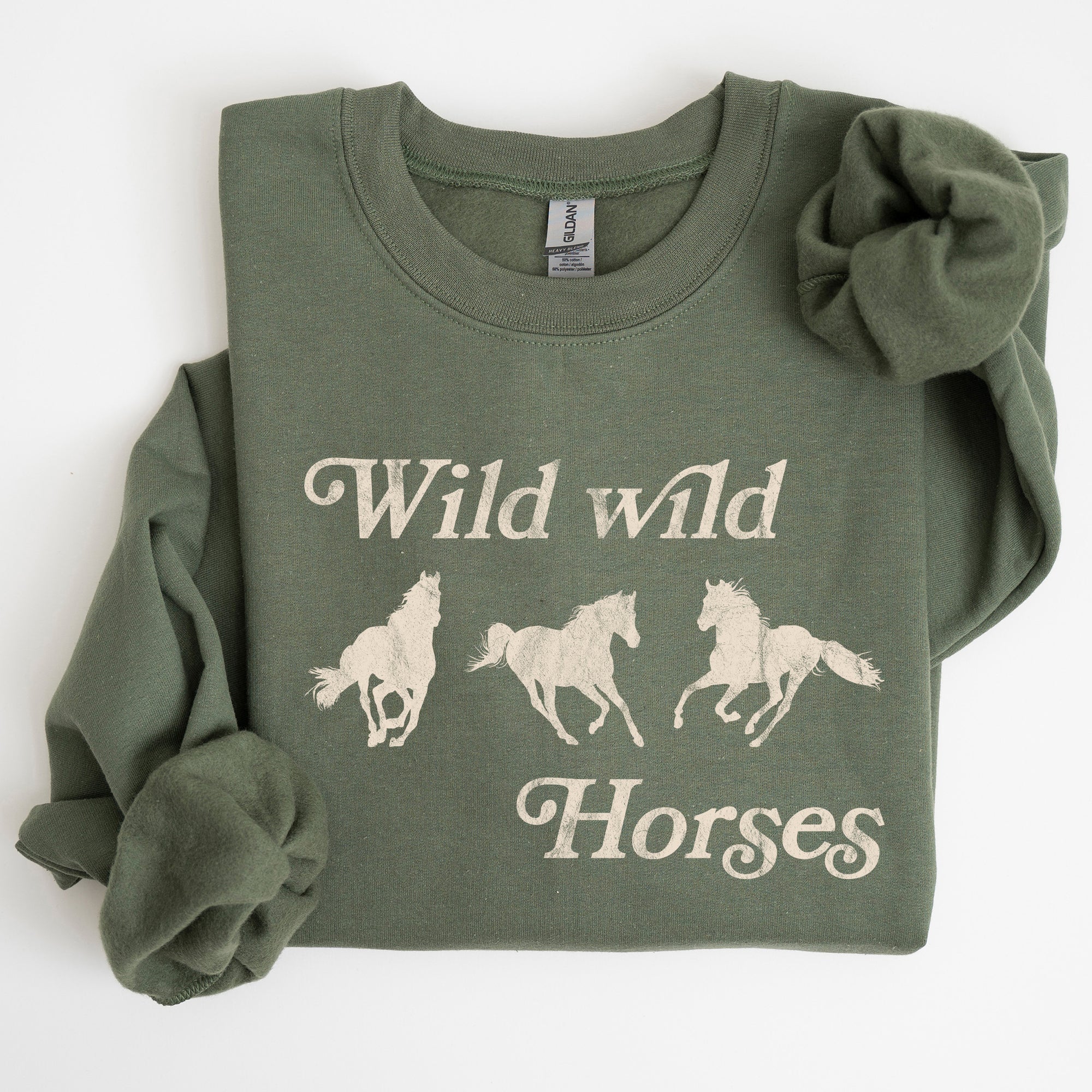 Wild Wild Horses, Country, Western Rodeo Spirit And Prairie Sunset Art Sweatshirt