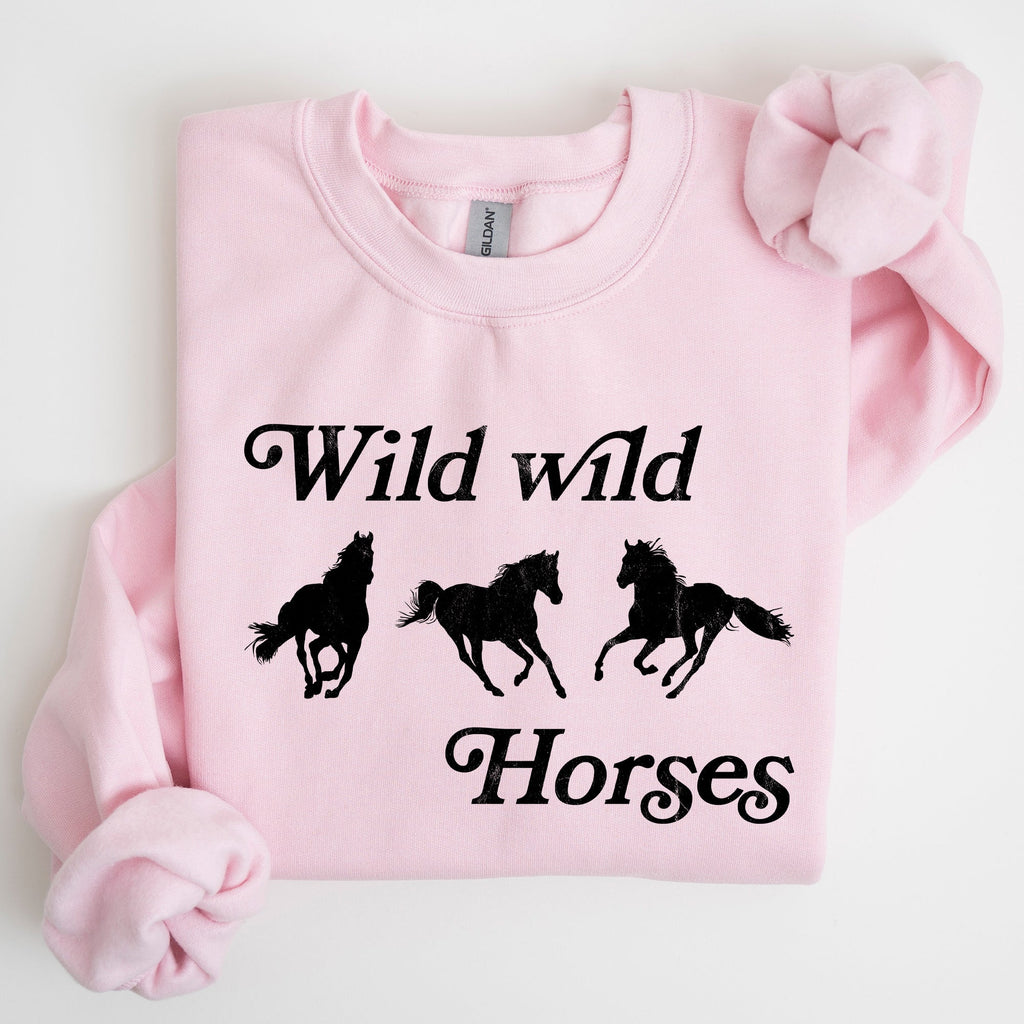 Wild Wild Horses, Country, Western Rodeo Spirit And Prairie Sunset Art Sweatshirt