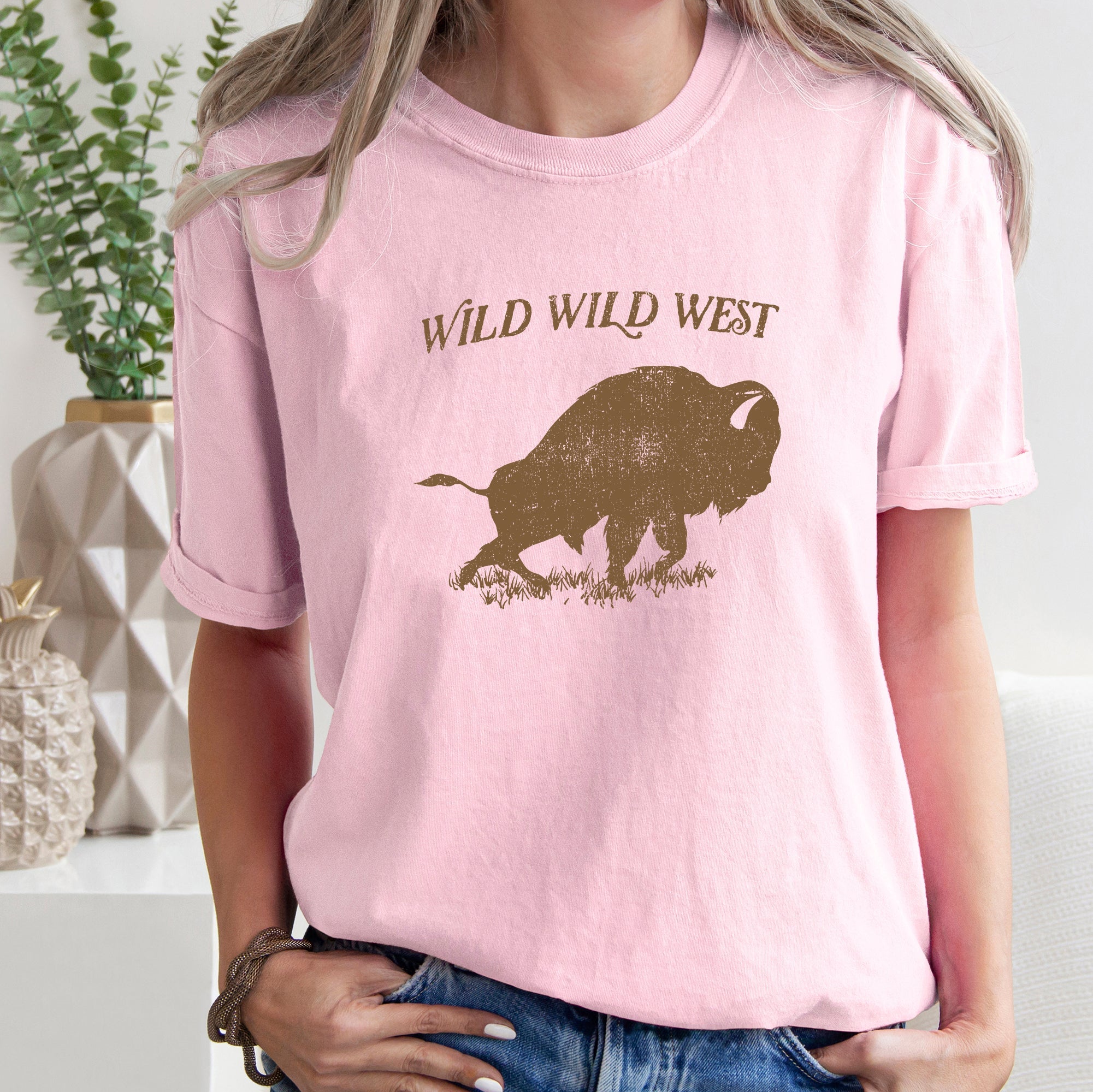 Wild Wild West Buffalo Country Cowboy Cowgirl Vintage Western Charm Comfort Colors Tee