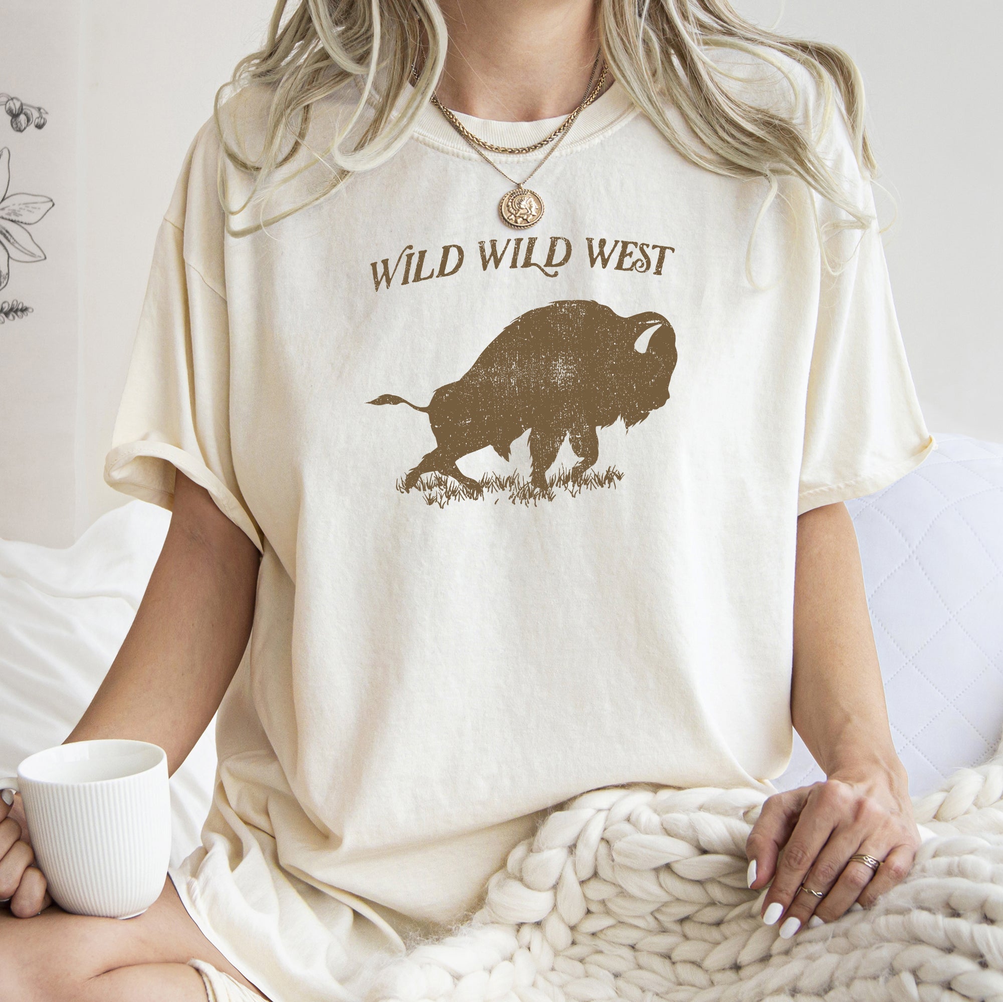 Wild Wild West Buffalo Country Cowboy Cowgirl Vintage Western Charm Comfort Colors Tee