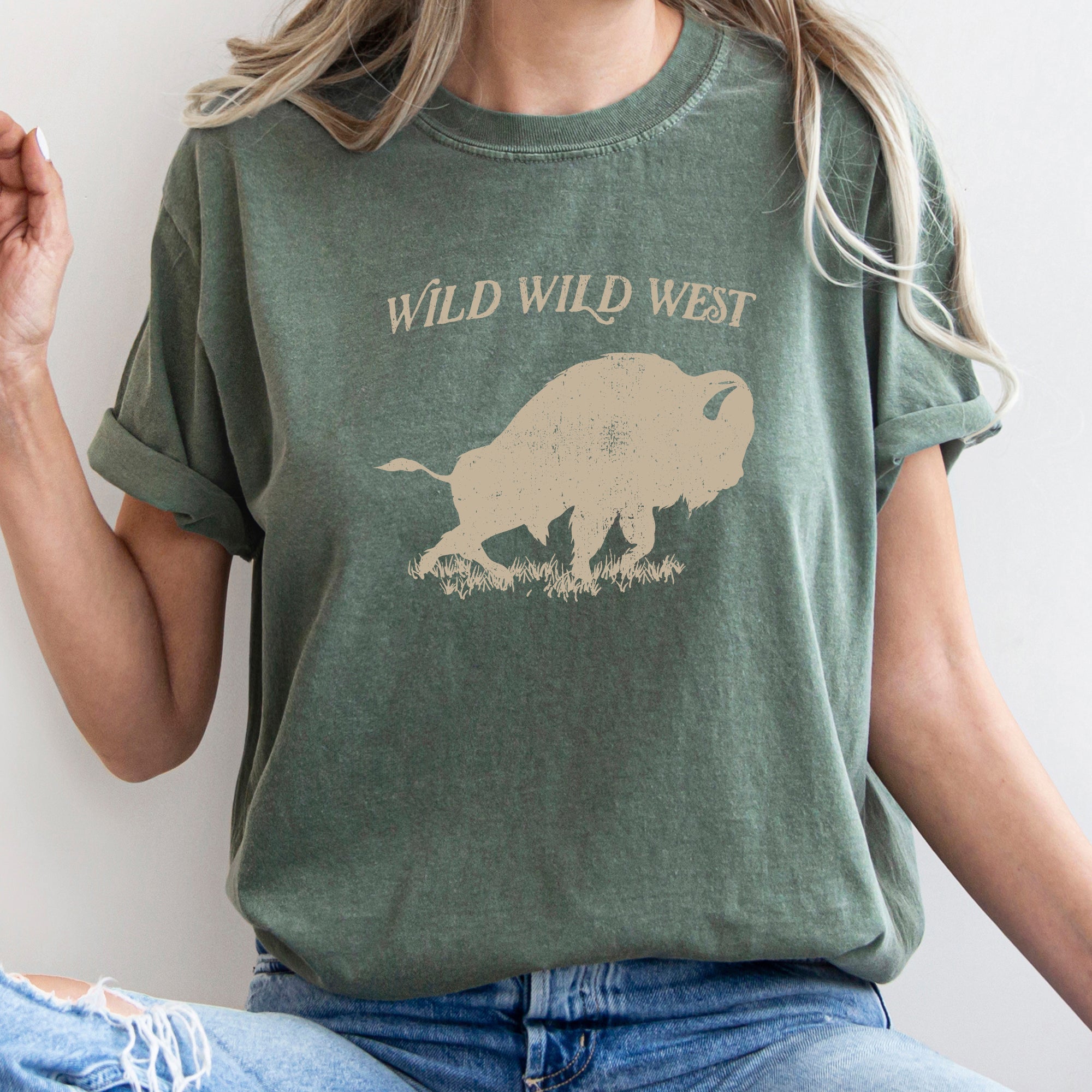 Wild Wild West Buffalo Country Cowboy Cowgirl Vintage Western Charm Comfort Colors Tee