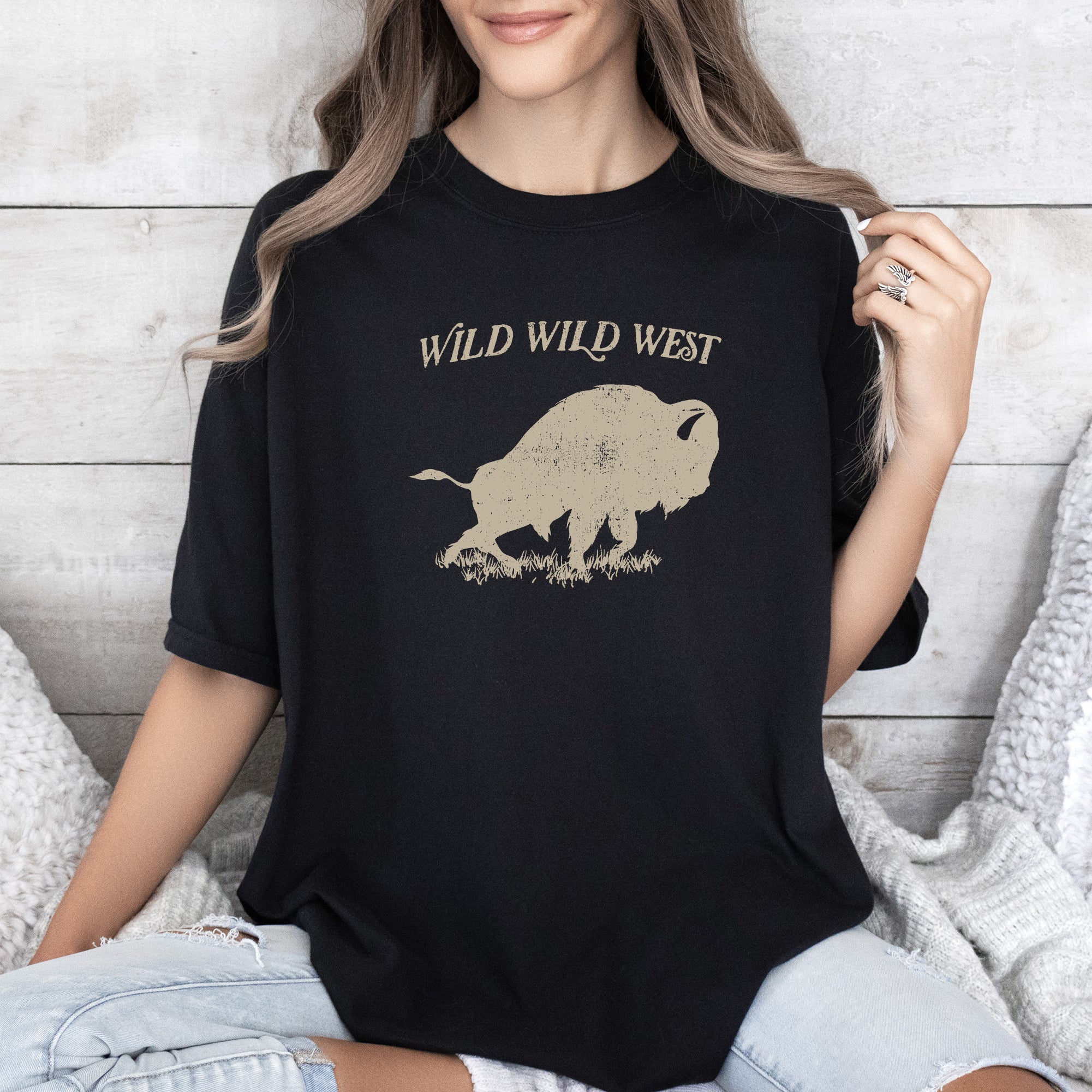 Wild Wild West Buffalo Country Cowboy Cowgirl Vintage Western Charm Comfort Colors Tee