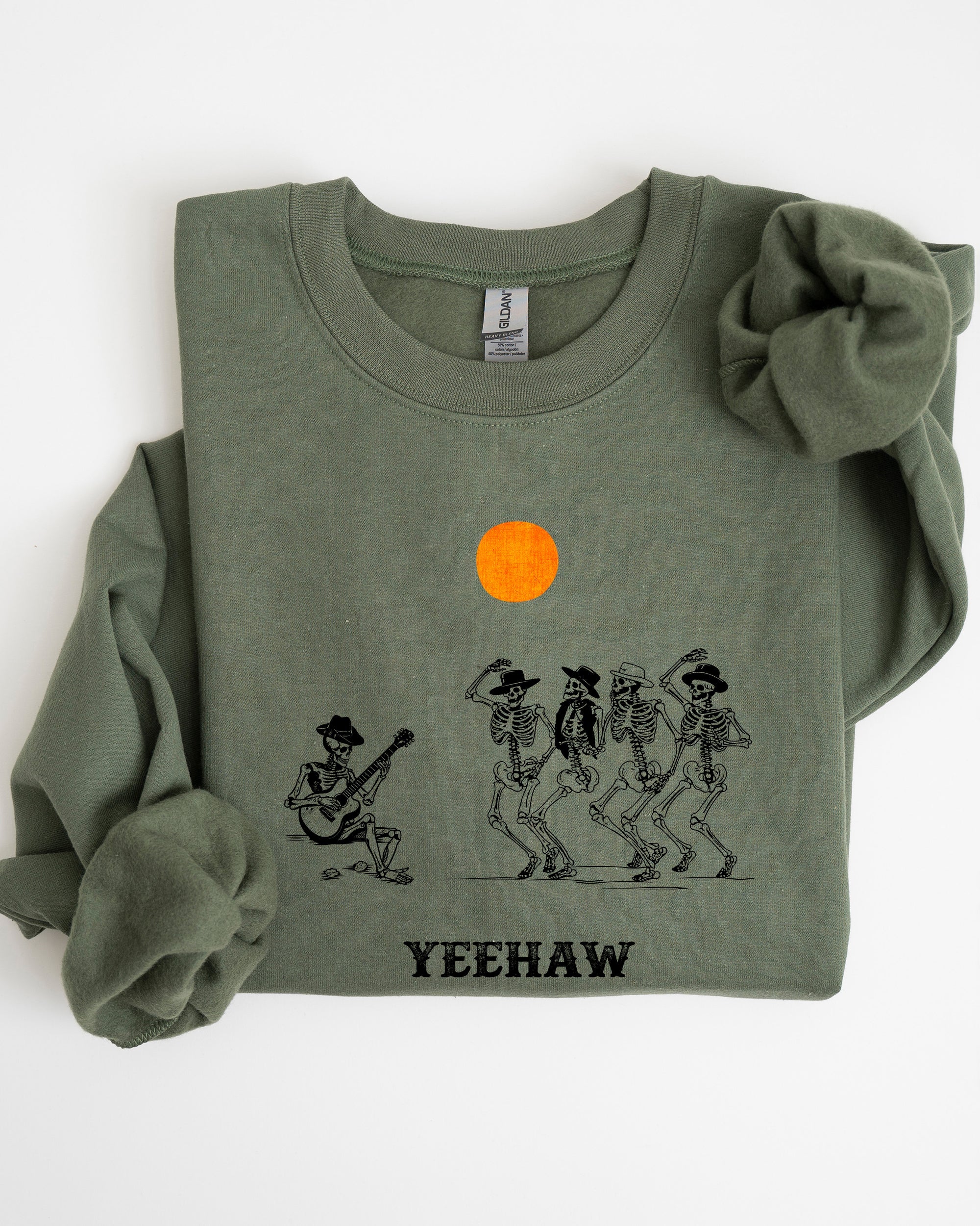 Yeehaw Dancing Skeletons Halloween Country Western Cowboys Day Of The Dead Inspired Sweatshirt