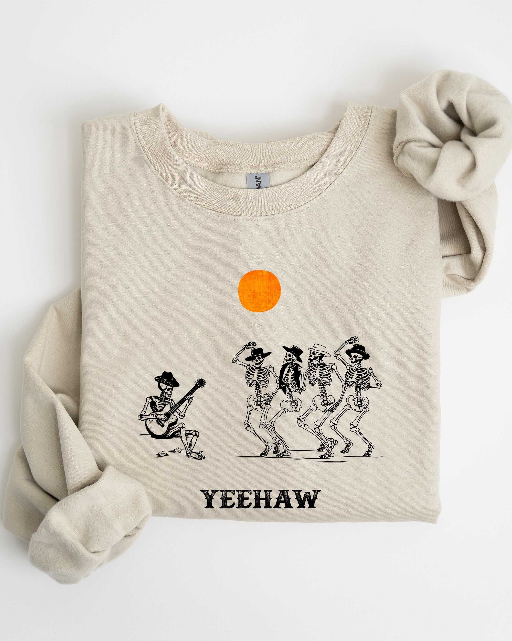 Yeehaw Dancing Skeletons Halloween Country Western Cowboys Day Of The Dead Inspired Sweatshirt