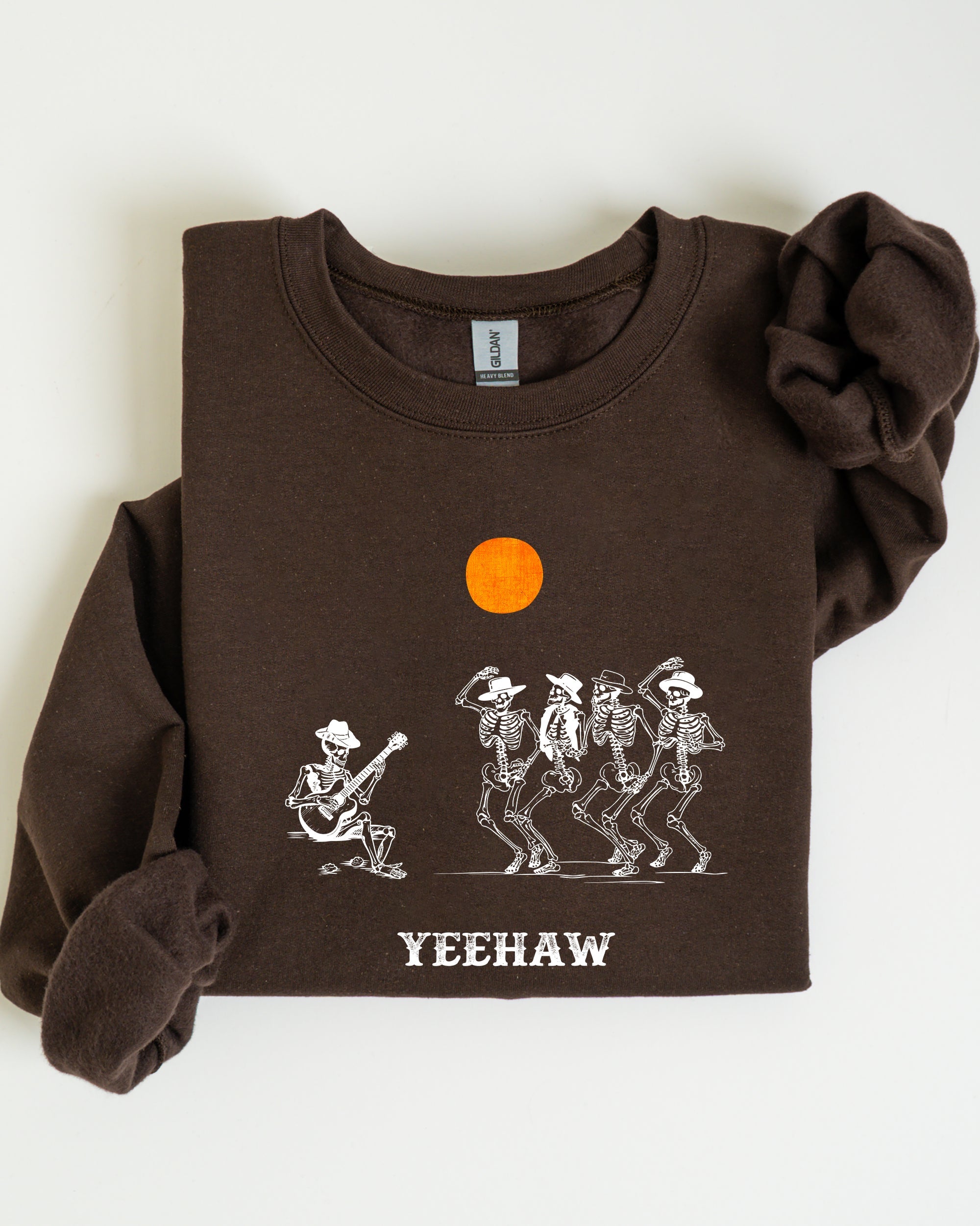 Yeehaw Dancing Skeletons Halloween Country Western Cowboys Day Of The Dead Inspired Sweatshirt