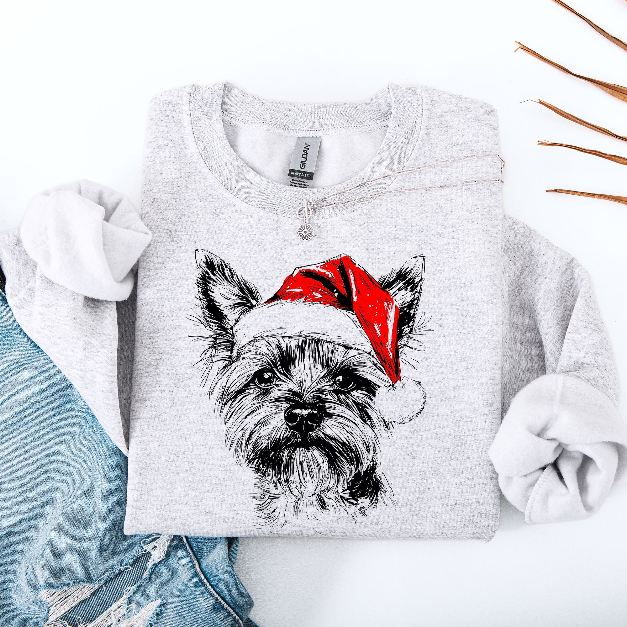 Yorkie Santa Yorkshire Terrier Christmas Dog Lover Holiday Edition Cozy Fleece Sweatshirt