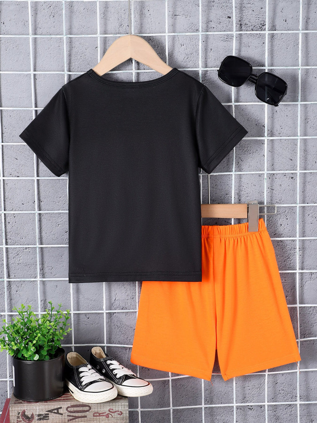 Children's Letter Graphic Short Sleeve Tee and Shorts Set