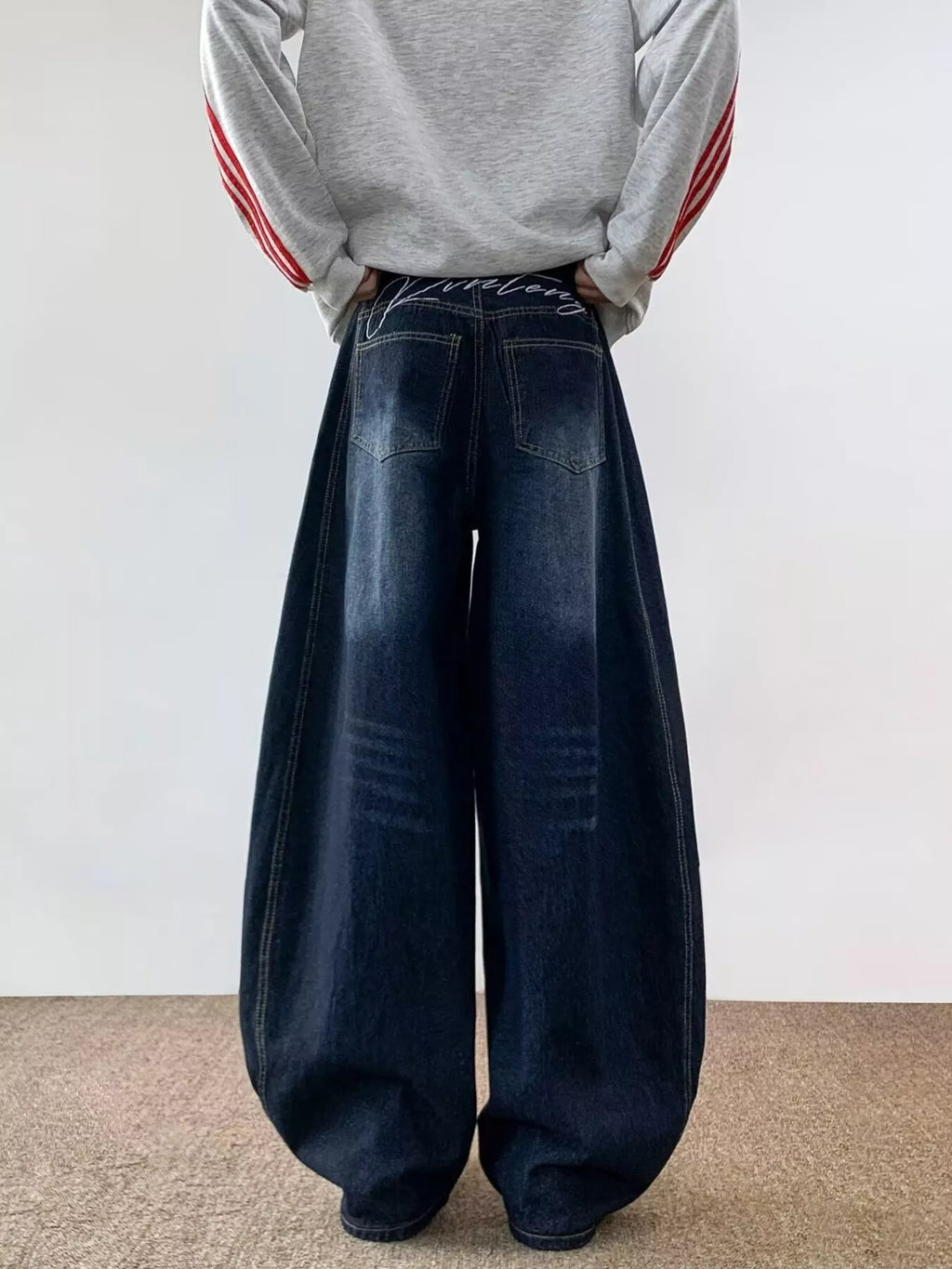 Men's Full Size Wide Leg Barrel Jeans Plus Size