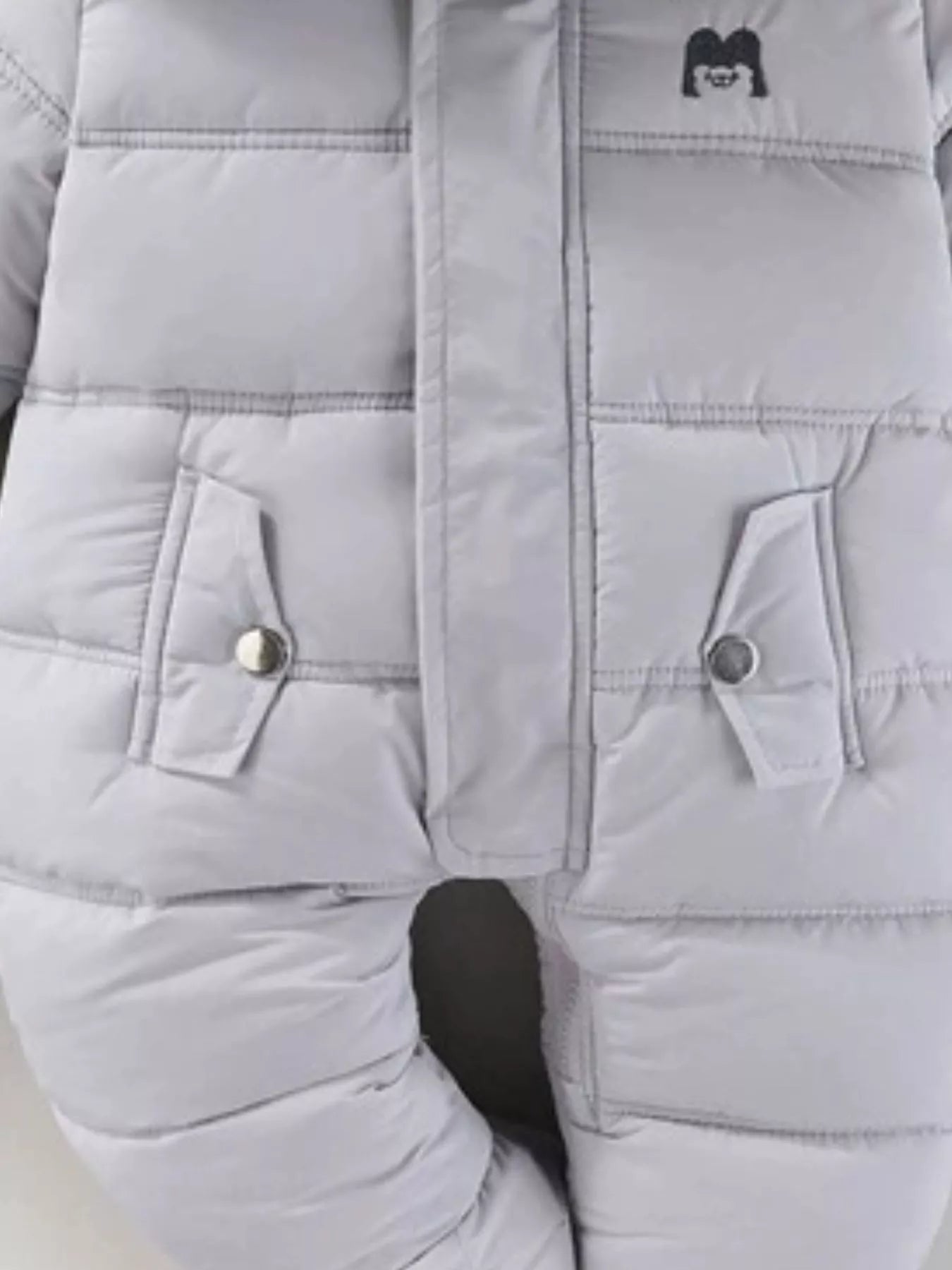Children's Warm Padded One-Piece Snowsuit with Fur Hood