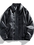 Men's Plus Size Leather Bomber Jacket