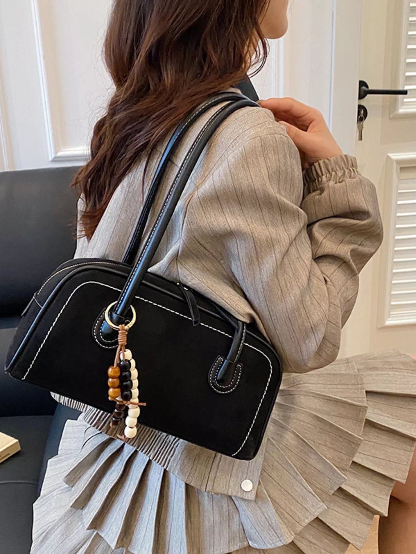Zipper Closure Shoulder Bag