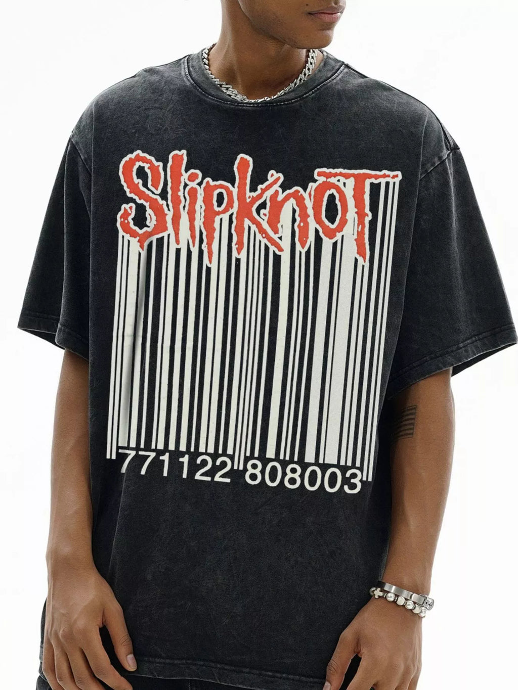 Men's Slipknot Barcode Graphic Vintage Wash T-Shirt