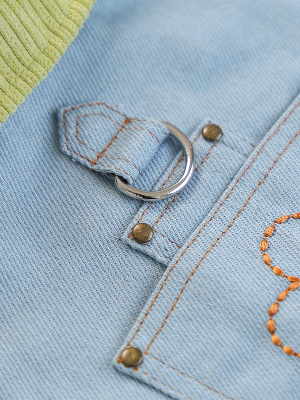 Denim Flower Embroidered Pet Top