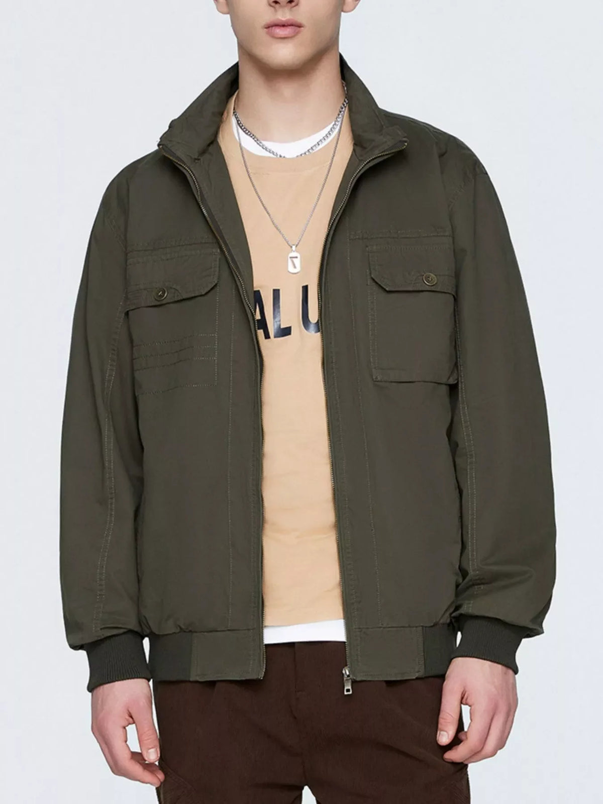 Men's Plus Size Casual Lightweight Zip-Up Jacket