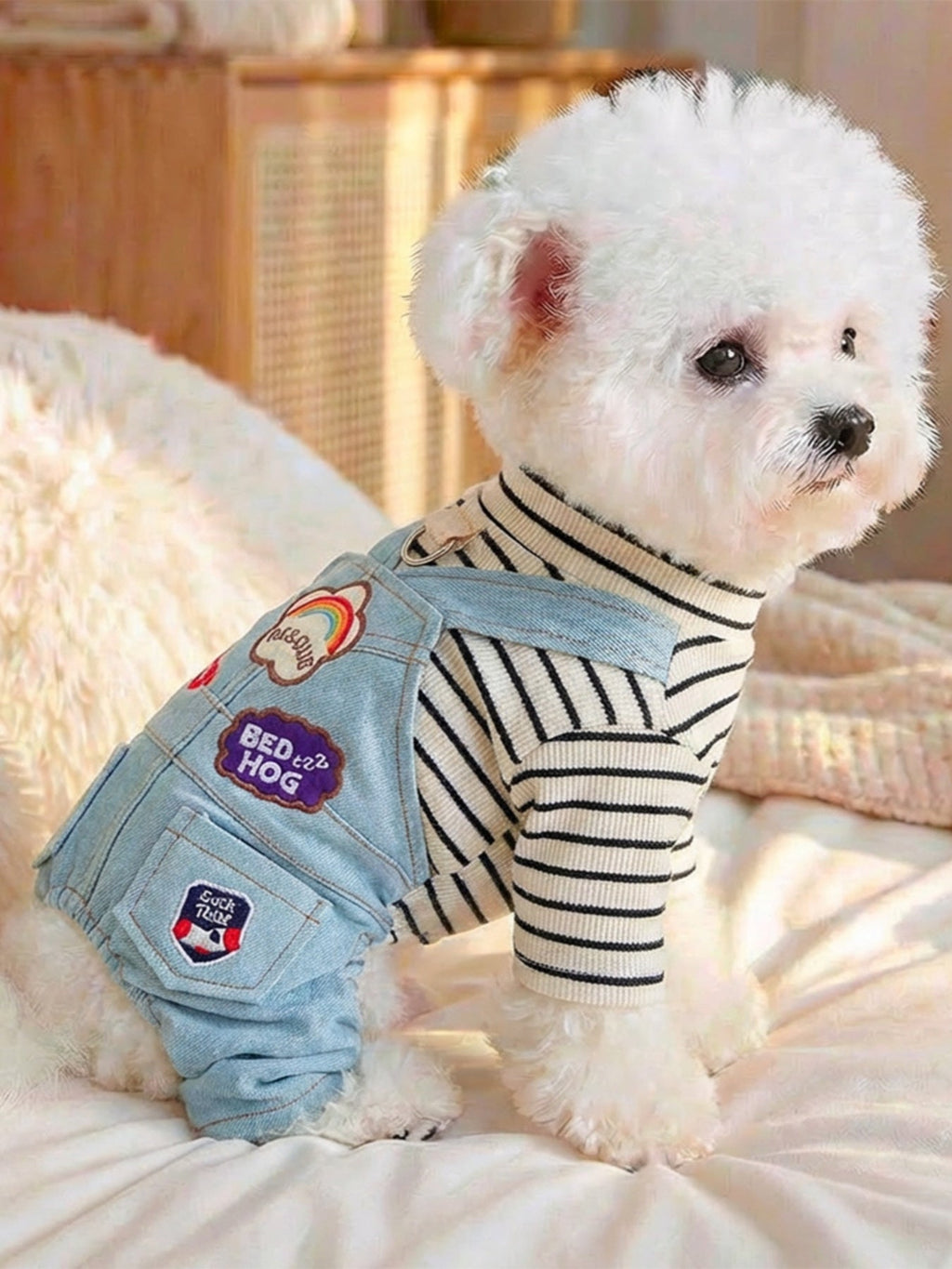 Denim Patchwork Pet Jumpsuit