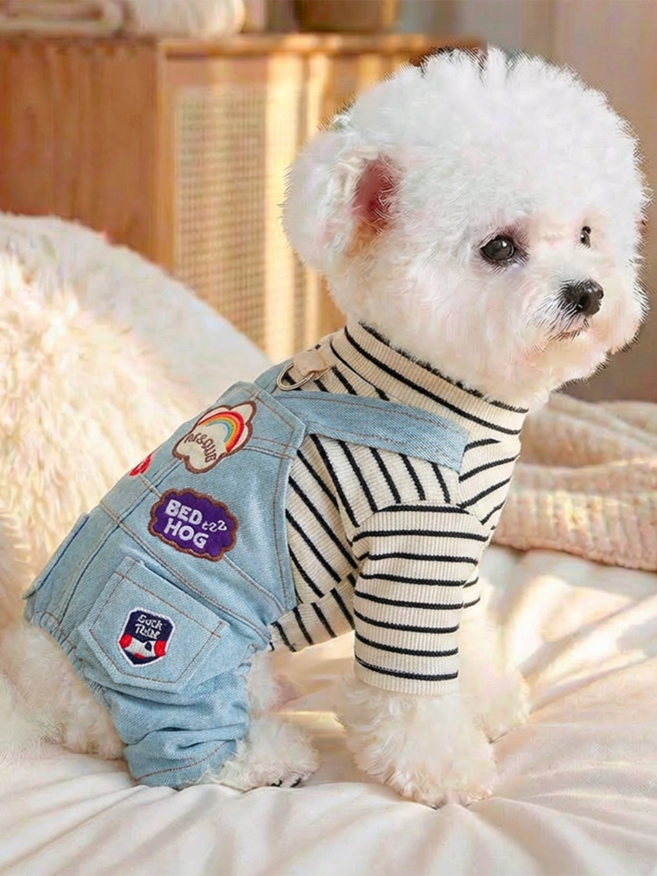 Denim Patchwork Pet Jumpsuit