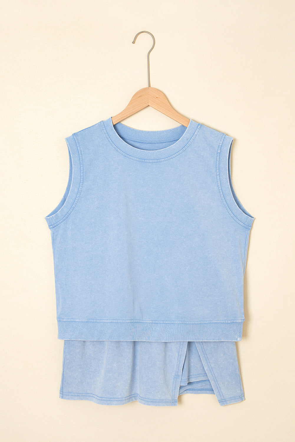 Mint Green Mineral Wash Sleeveless Top and Split Skort Set