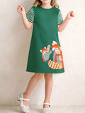 Children's Fox Round Neck Casual Dress
