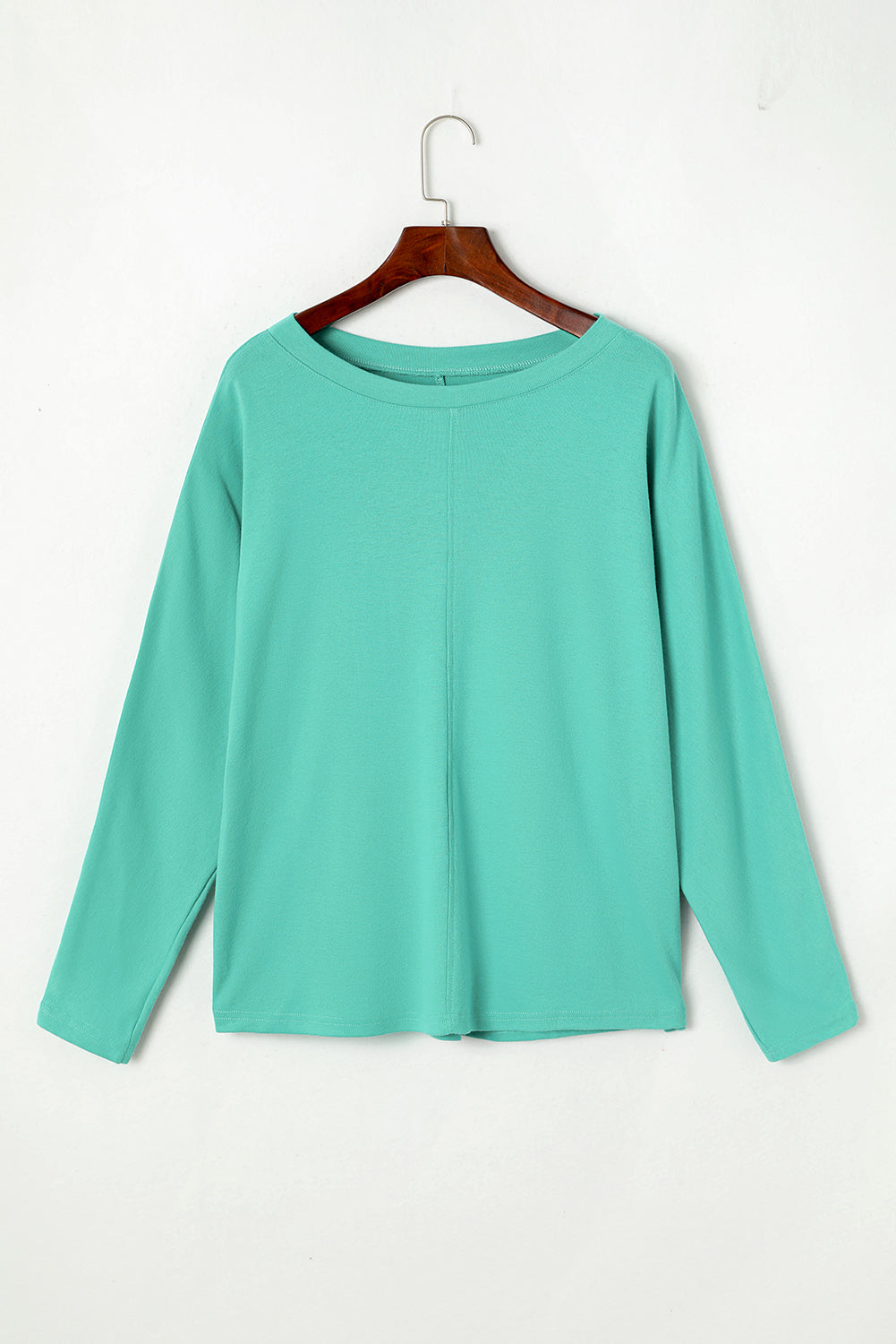 Green Solid Color Patchwork Long Sleeve Top