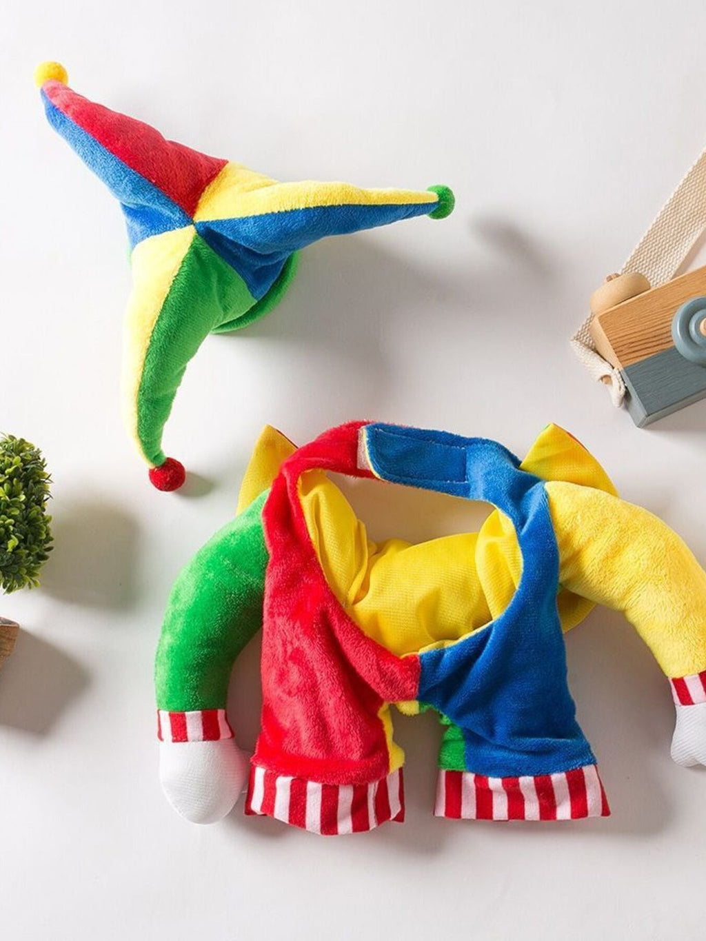 Colorful Clown Pet Jumpsuit with Hat