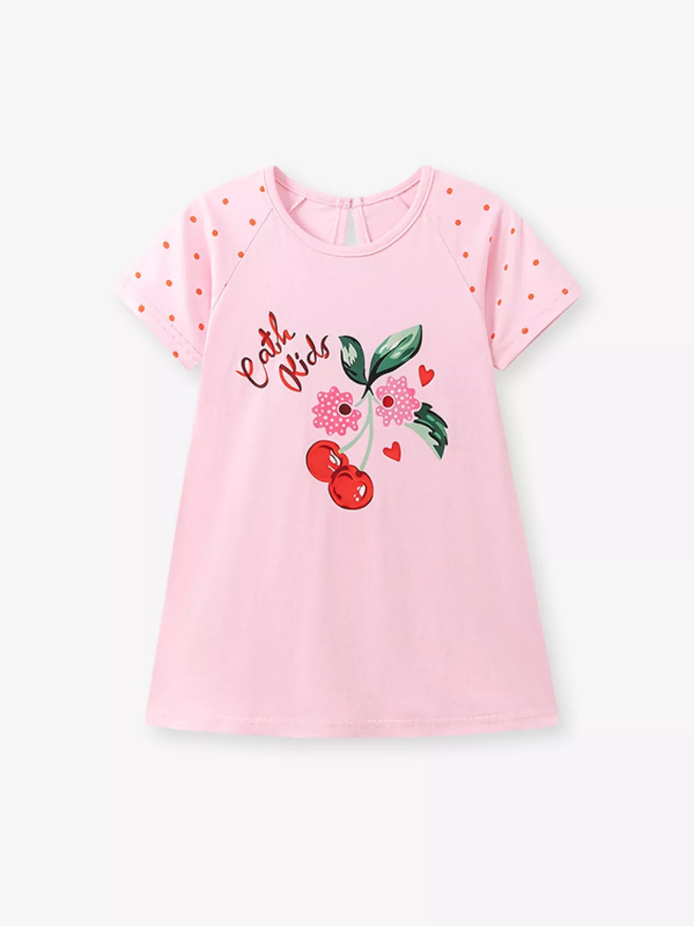Children's Cherry Short Sleeve Casual Dress