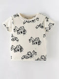 Children's Cartoon Excavator Print Short Sleeve T-Shirt