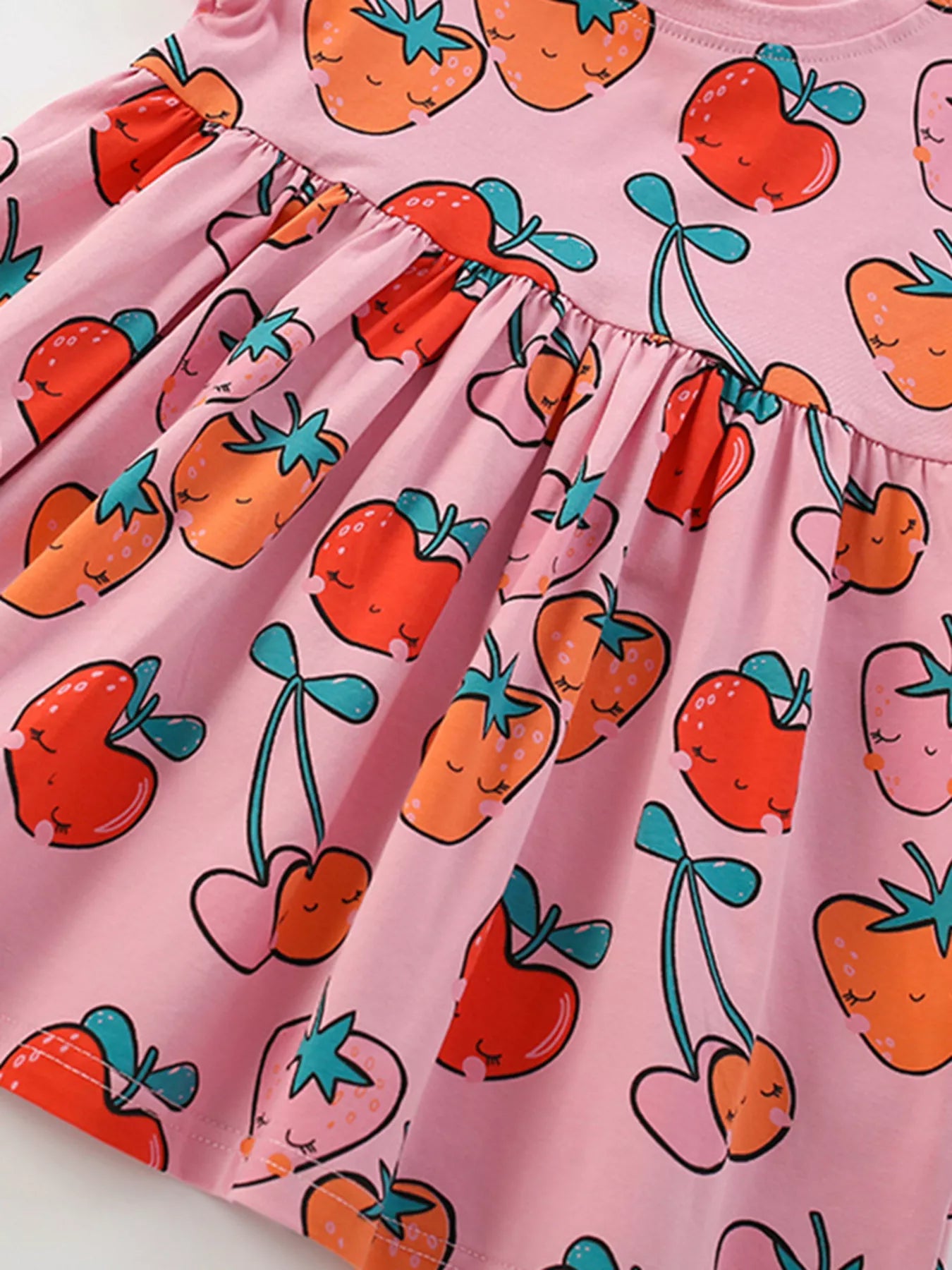 Children's Fruit Print Round Neck Casual Dress