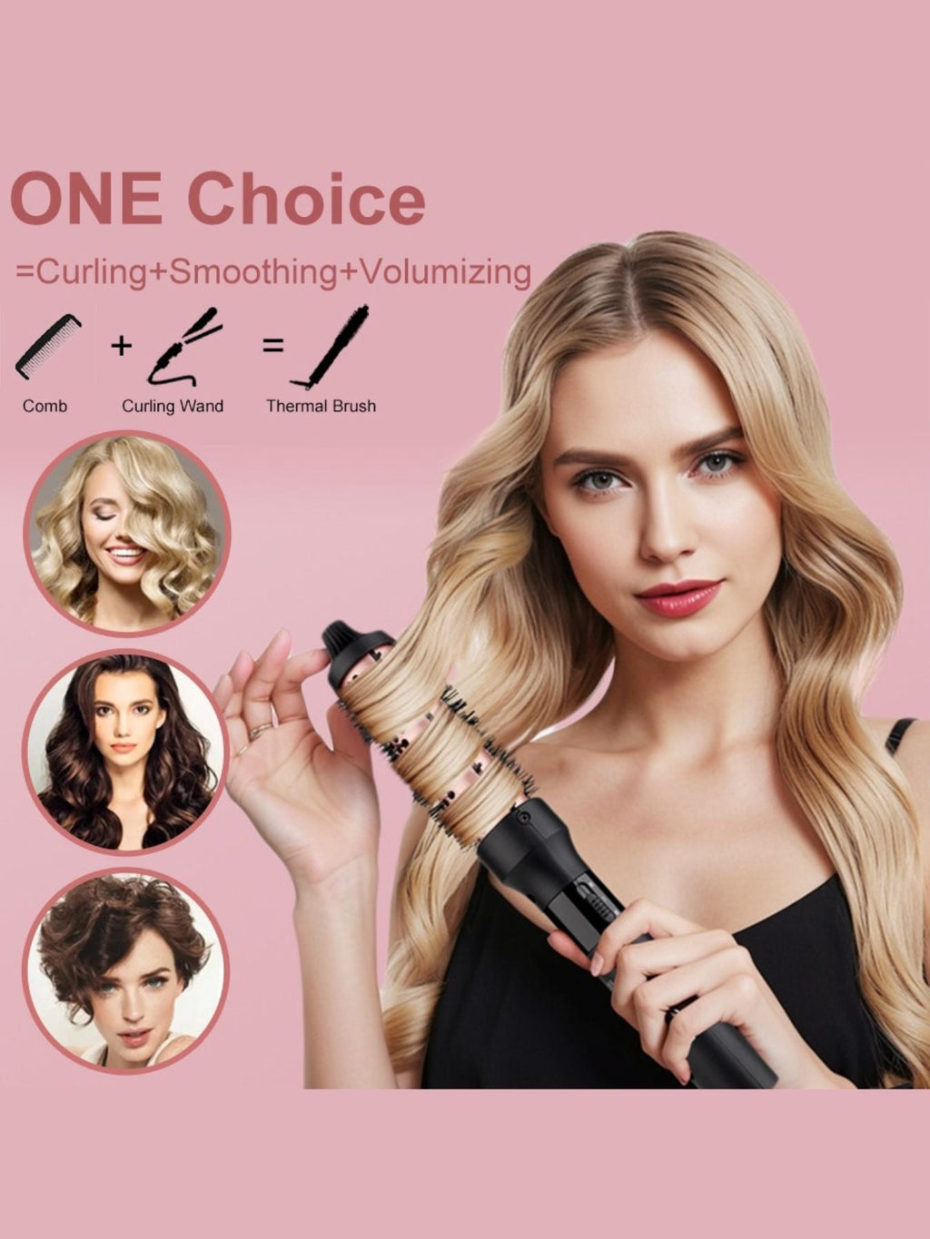 3-in-1 Ceramic Curling Hot Air Brush