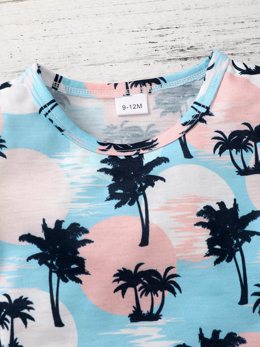 Children's Tropical Palm Print Tee and Shorts Outfit Set