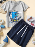 Men's Graphic Short Sleeve Tee and Shorts Set