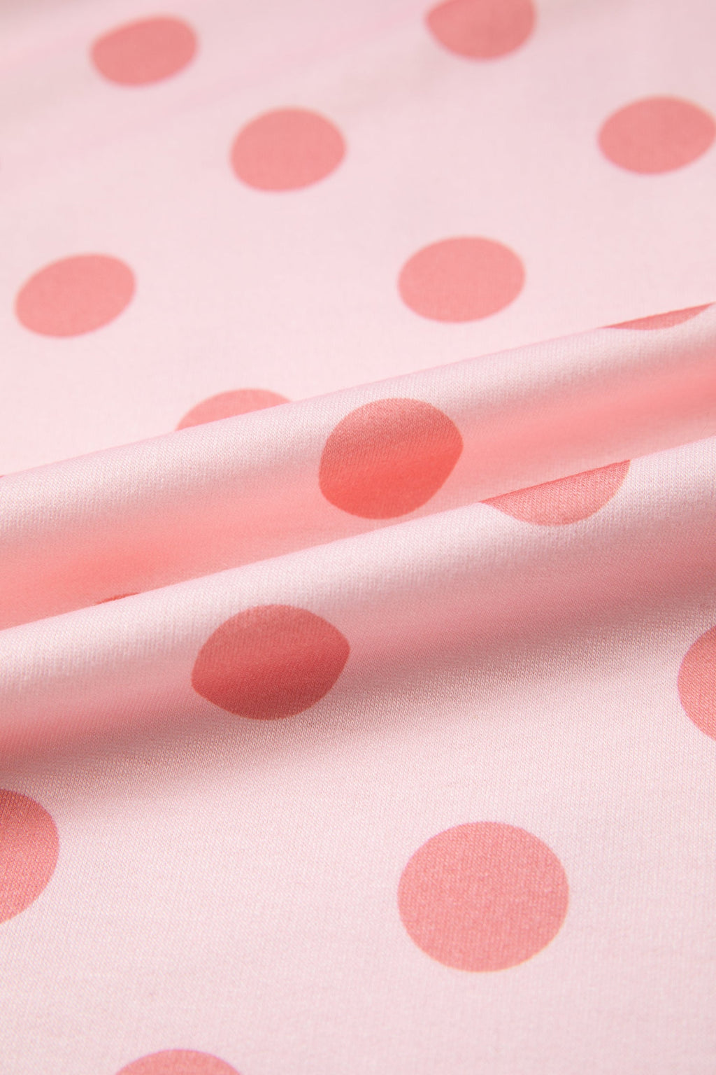 Pink Color Block Trim Polka Dot Casual Tee